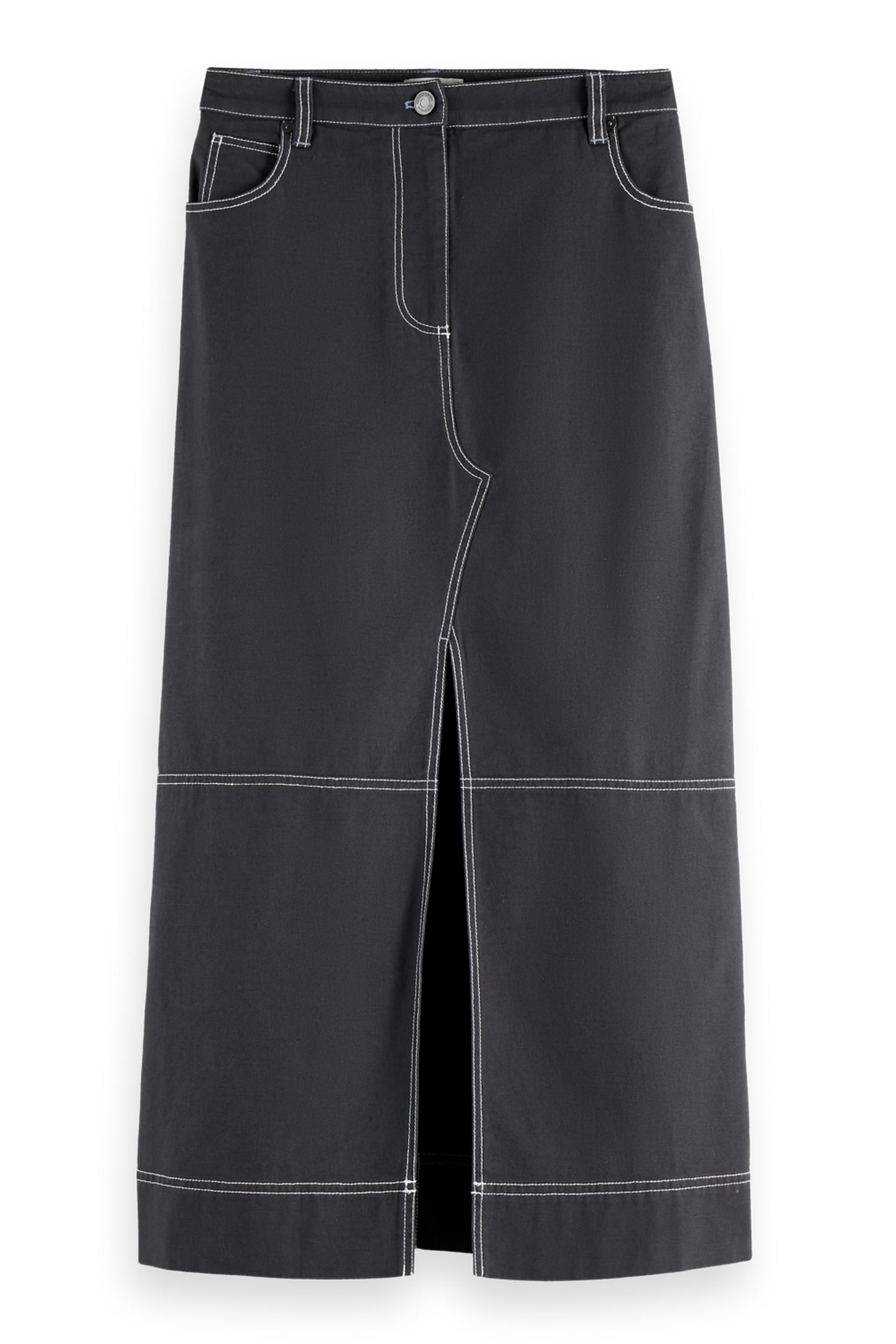 WORKWEAR MIDI SKIRT WITH FRONT SLIT CHARCOAL ART 6