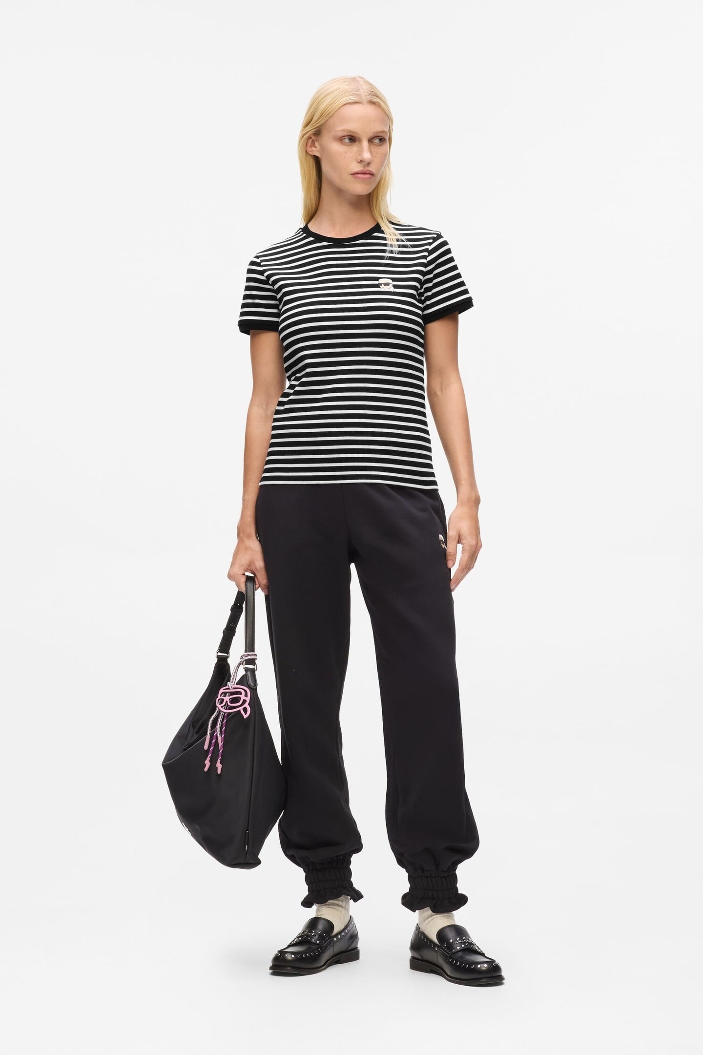 IKON PATCH STRIPED RIB TSHIRT BLACK-CANNOLI CREAM 4