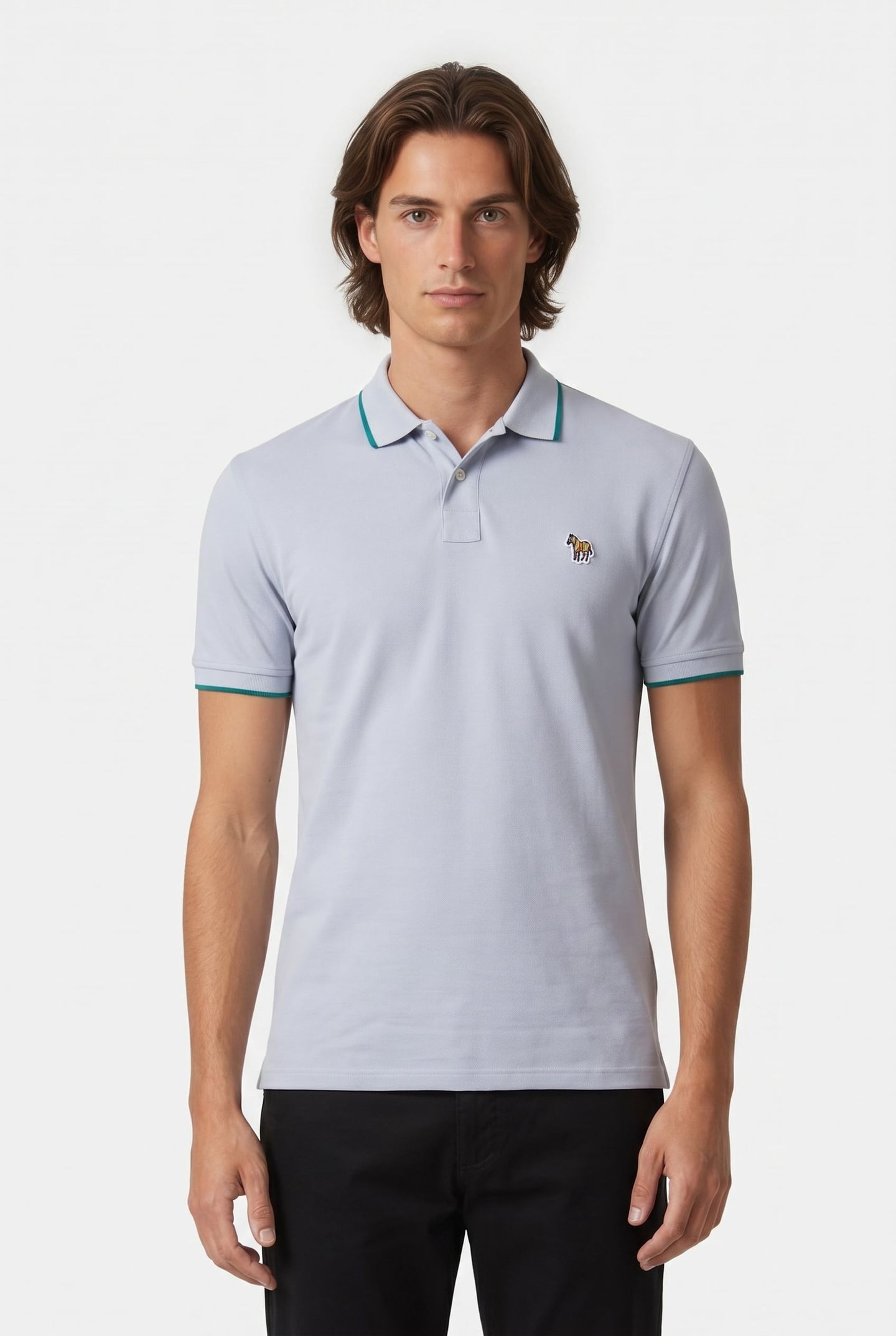 SLIM FIT POLO ZEB BADGE GREY 1
