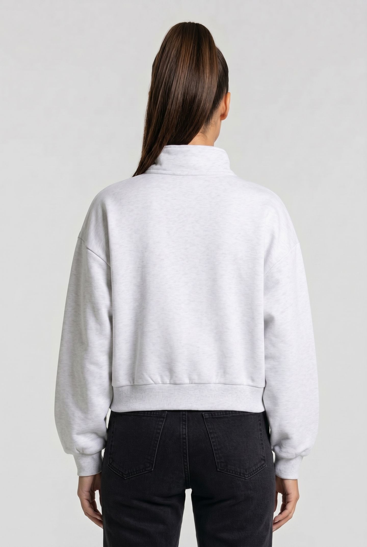ELEVATED DOUBLE KNIT MOCK NECK WHITE HEATHER 2