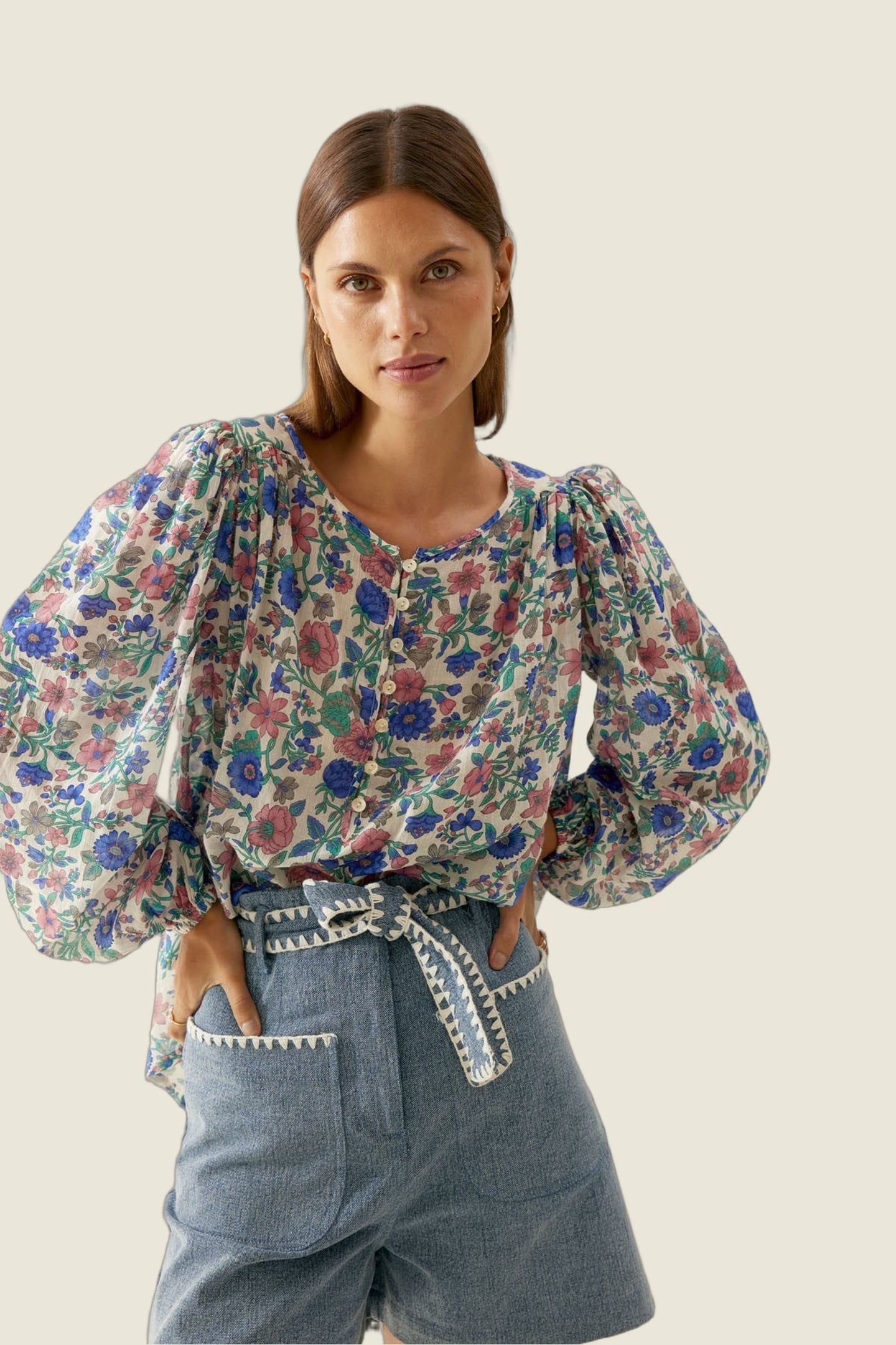 BLOUSE MARIANNA BLUE SUMMER MEADOW 1