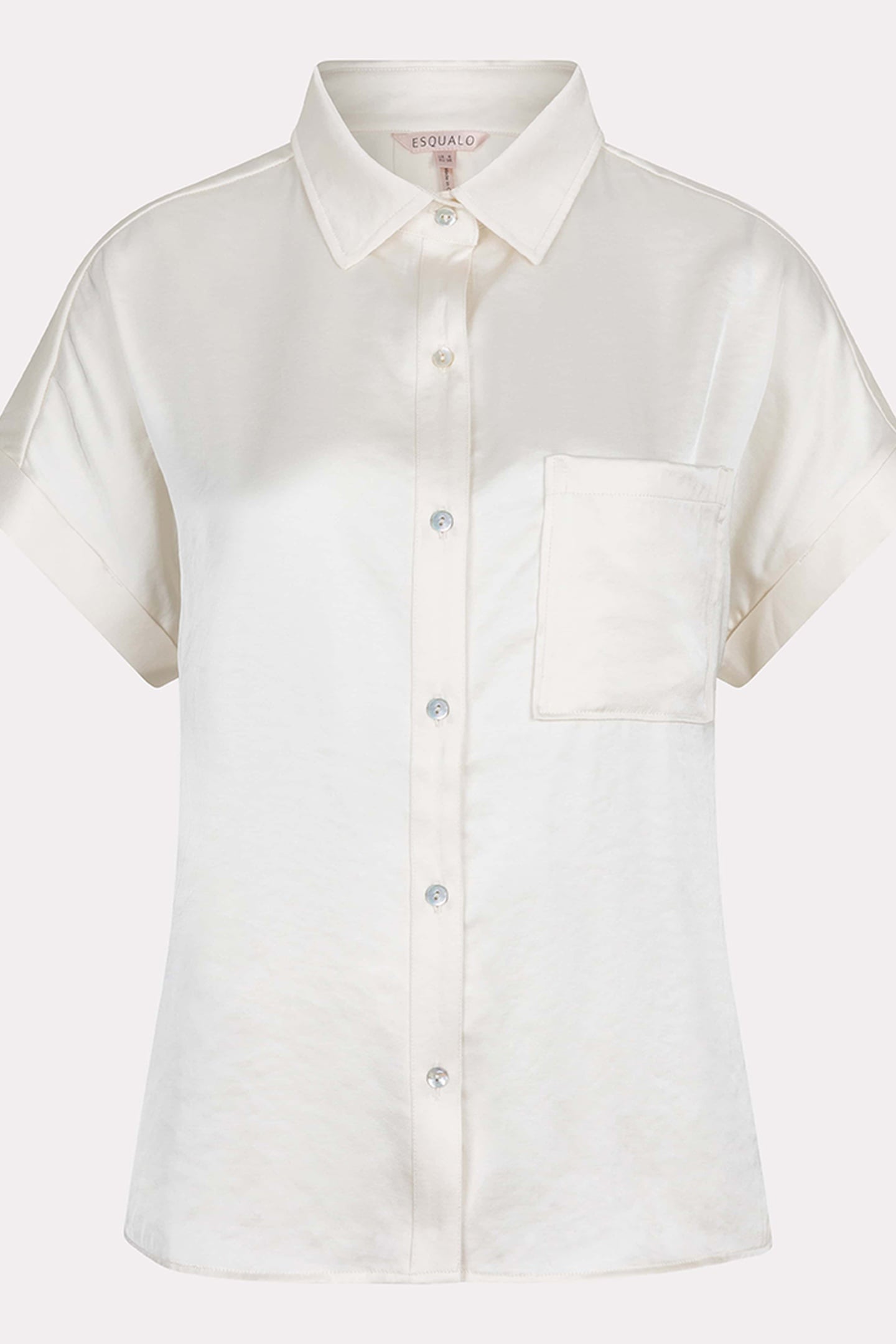 BLOUSE S/SLVE POCKET SATIN LOOK OFF WHITE 5
