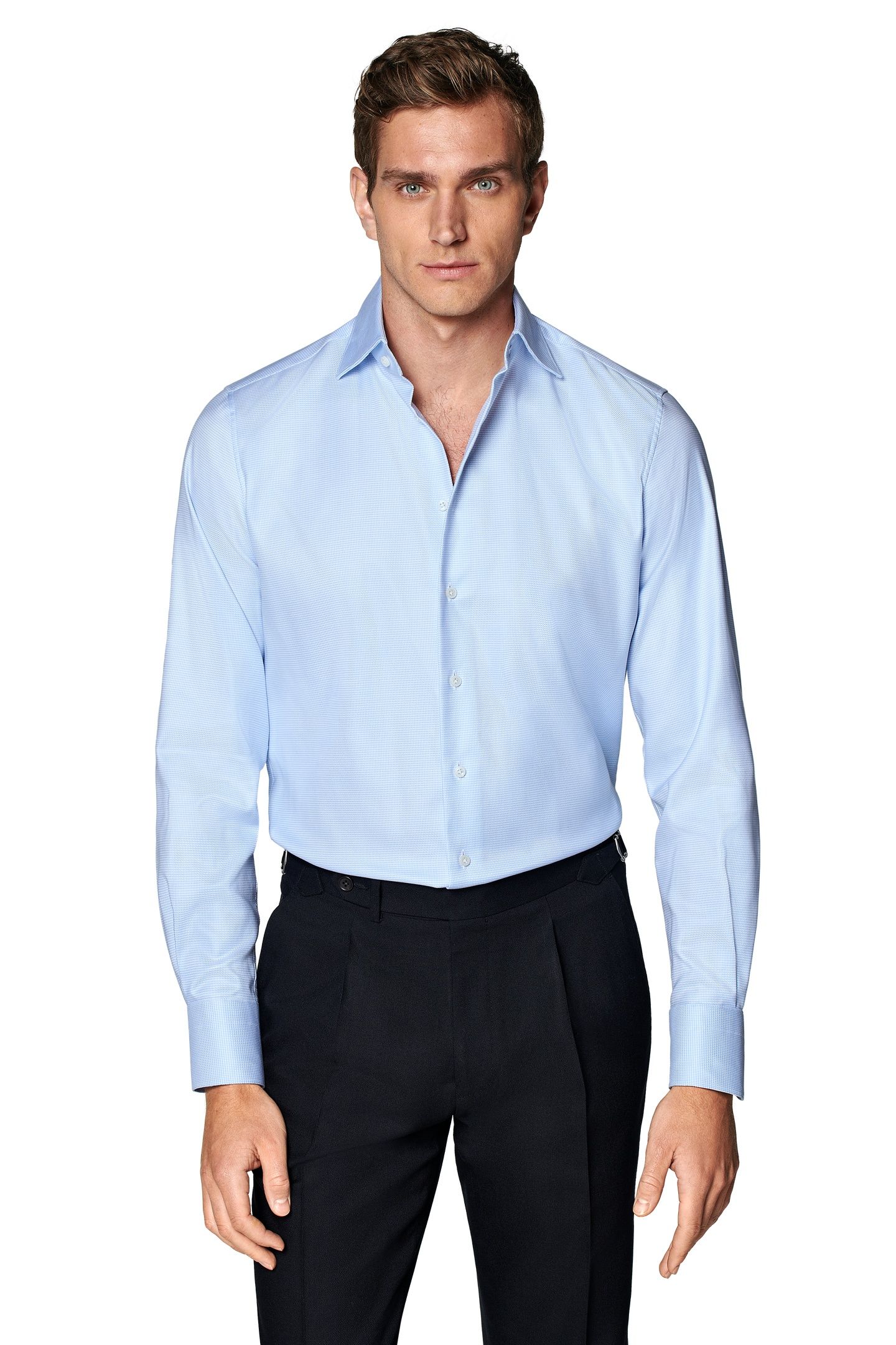 TRAVELLER L.BLUE HOUNDSTOOTH FORMAL SHIRTS LIGHT BLUE 1