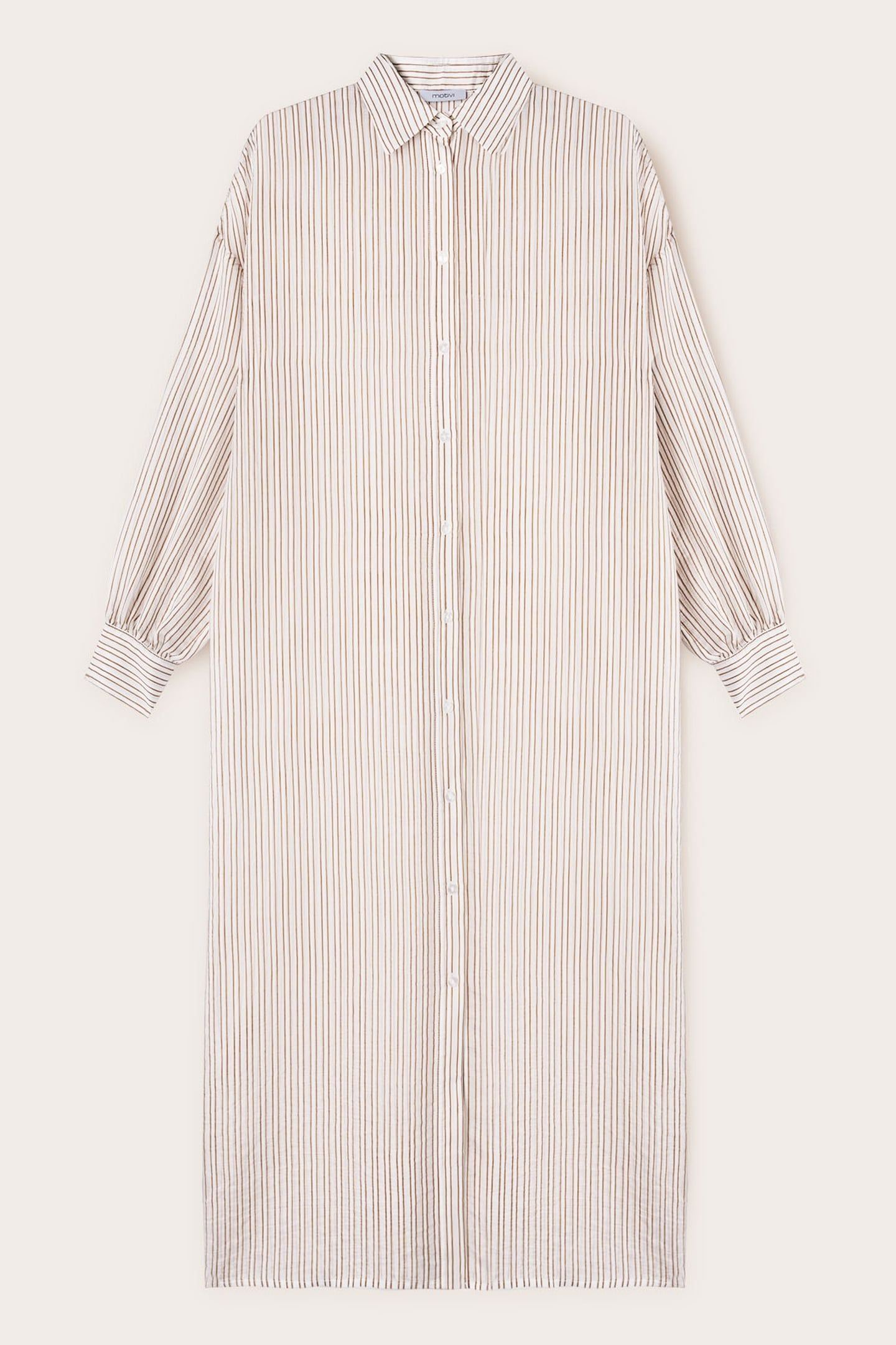 PINSTRIPED LONG SHIRT BEIGE 4