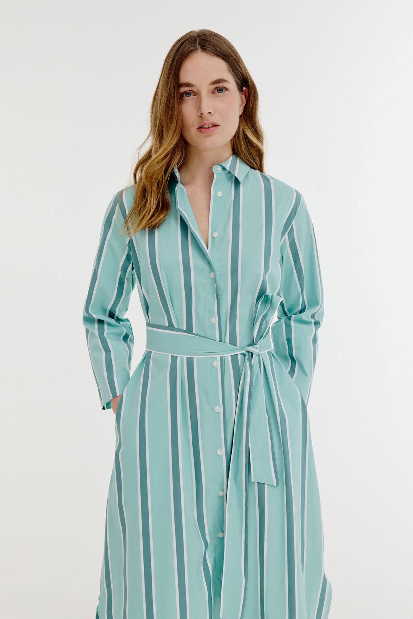 BOUDEWIJN DRESS WASABI GREEN STRIPE 2