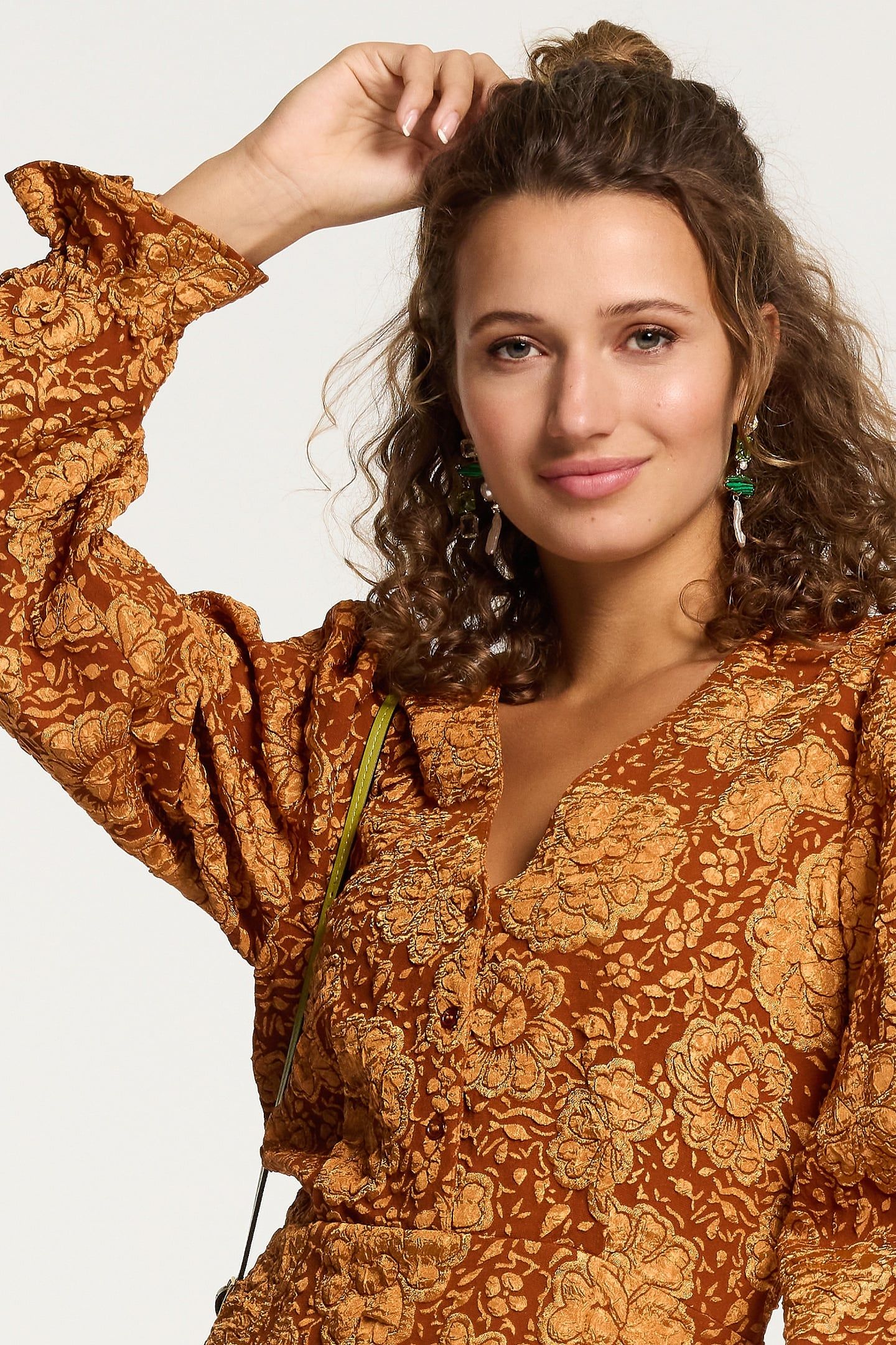 SAO PAULO DRESS FLOWER JAQUARD RUST ORANGE 5