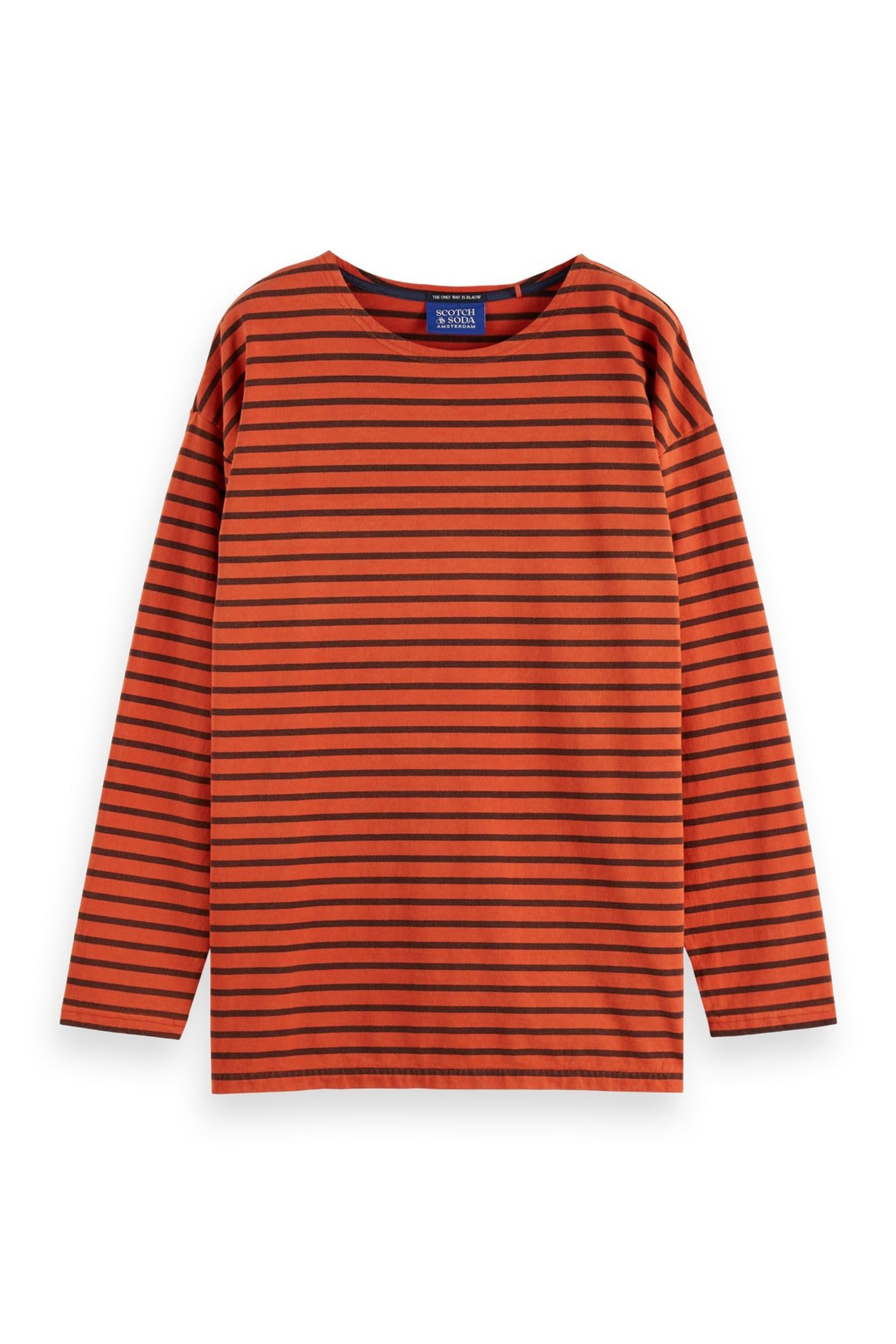 DENIM WASHED LONG SLEEVE BRETON TEE OVERDYED STRIPES 1