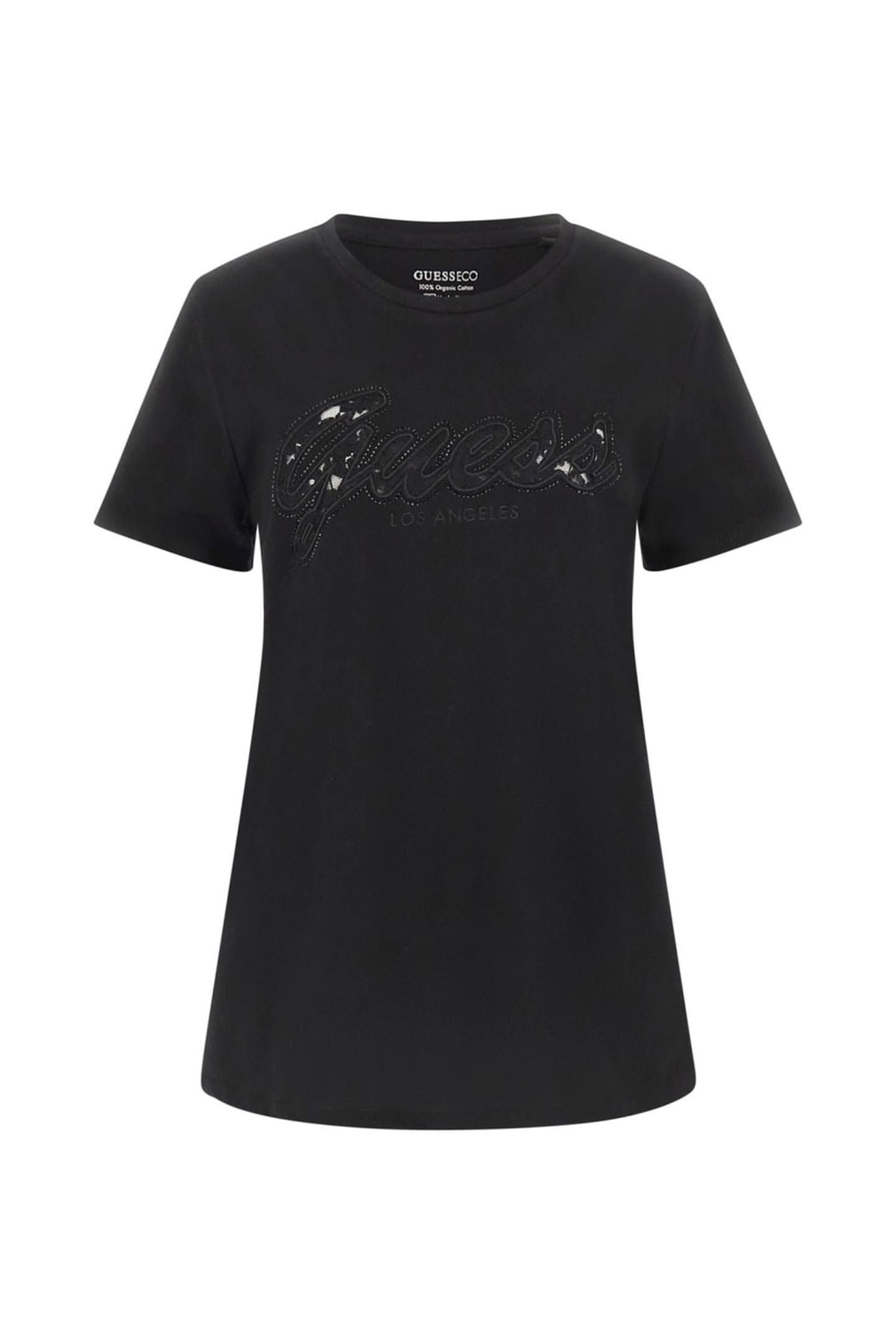 GUESS ECO SS SCRIPT LACE LOGO JET BLACK A996 4