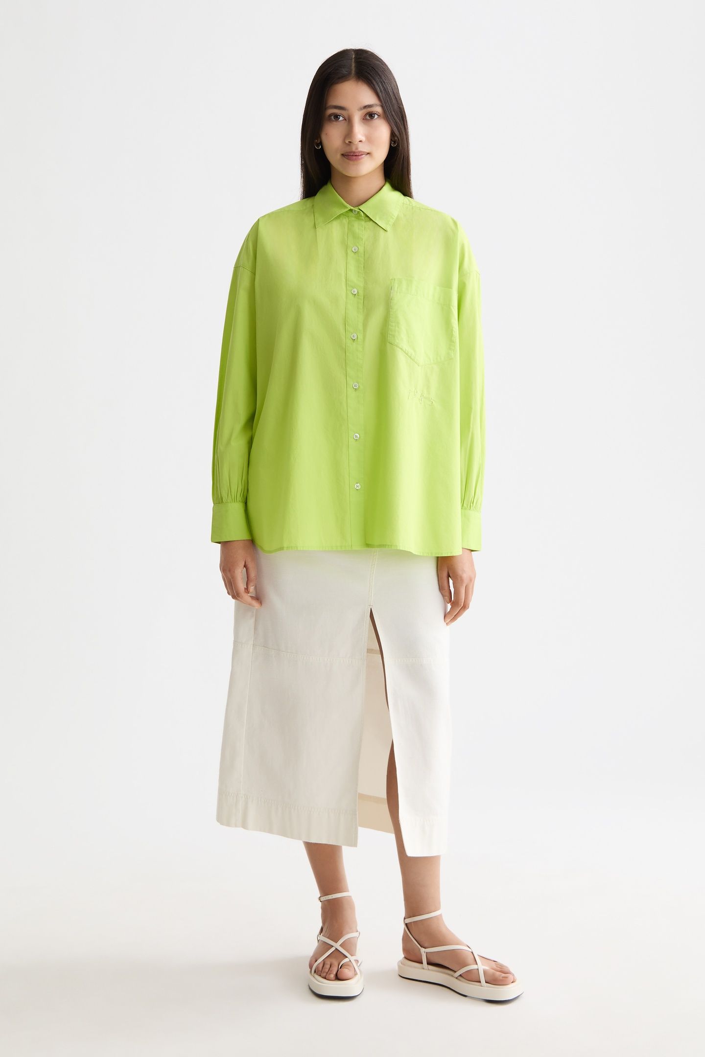 WORKWEAR MIDI SKIRT WITH FRONT SLIT EGGNOG 1