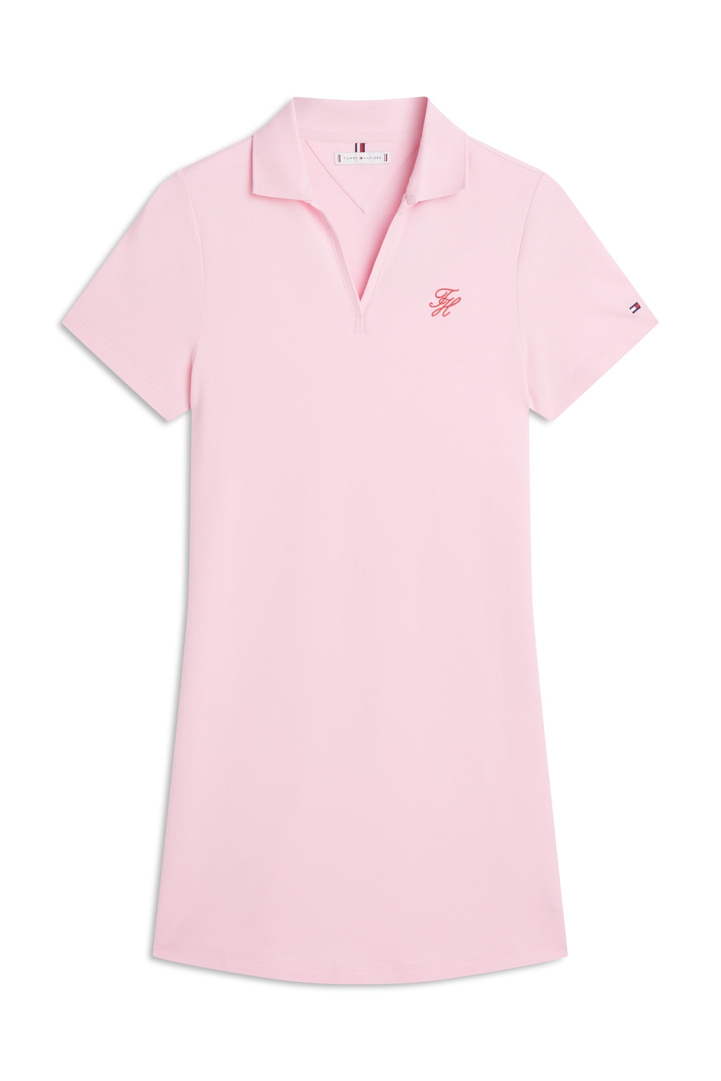 TH SCRIPT OPEN-NECK POLO DRESS CLASSIC PINK 4
