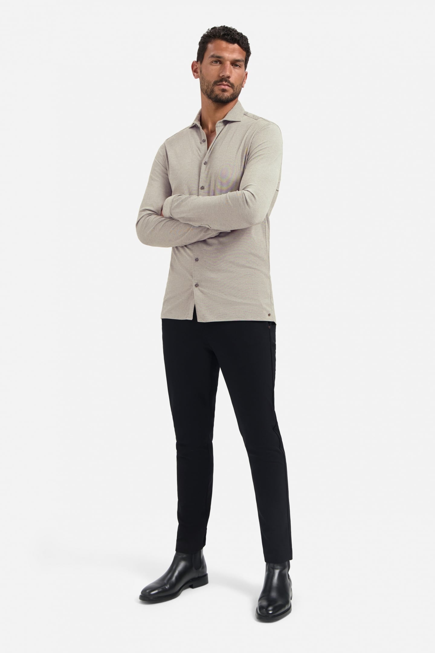 SHIRT JERSEY MELANGE STRETCH CLAY 3
