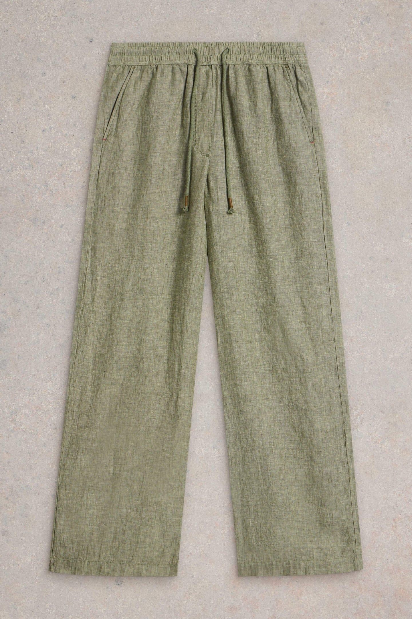 BELLE LINEN WIDE LEG TROUSER MID GREEN 4