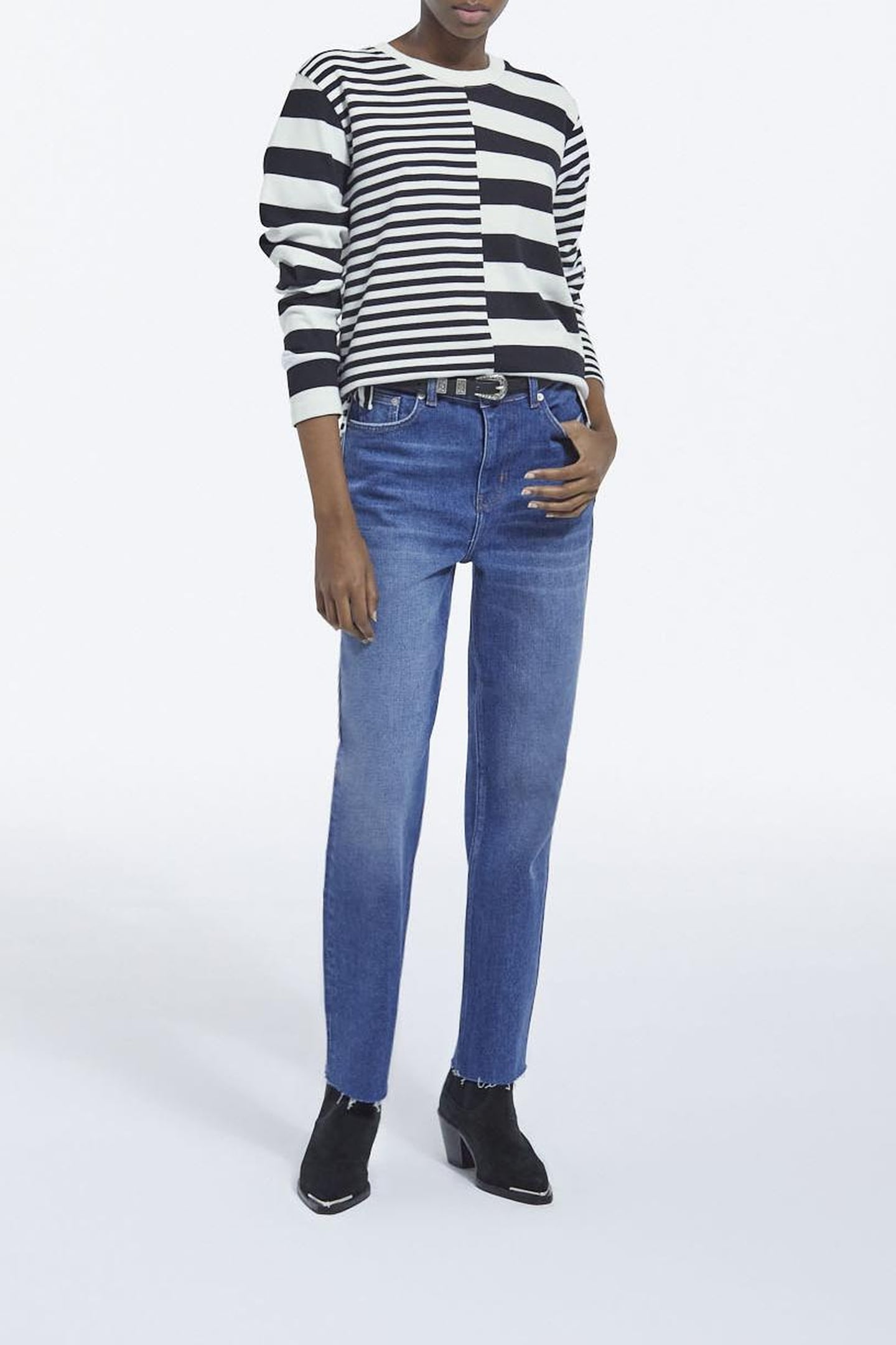 STRAIGHT-LEG DENIM PANTS WITH 5 POCKETS BLUE WASHED 2