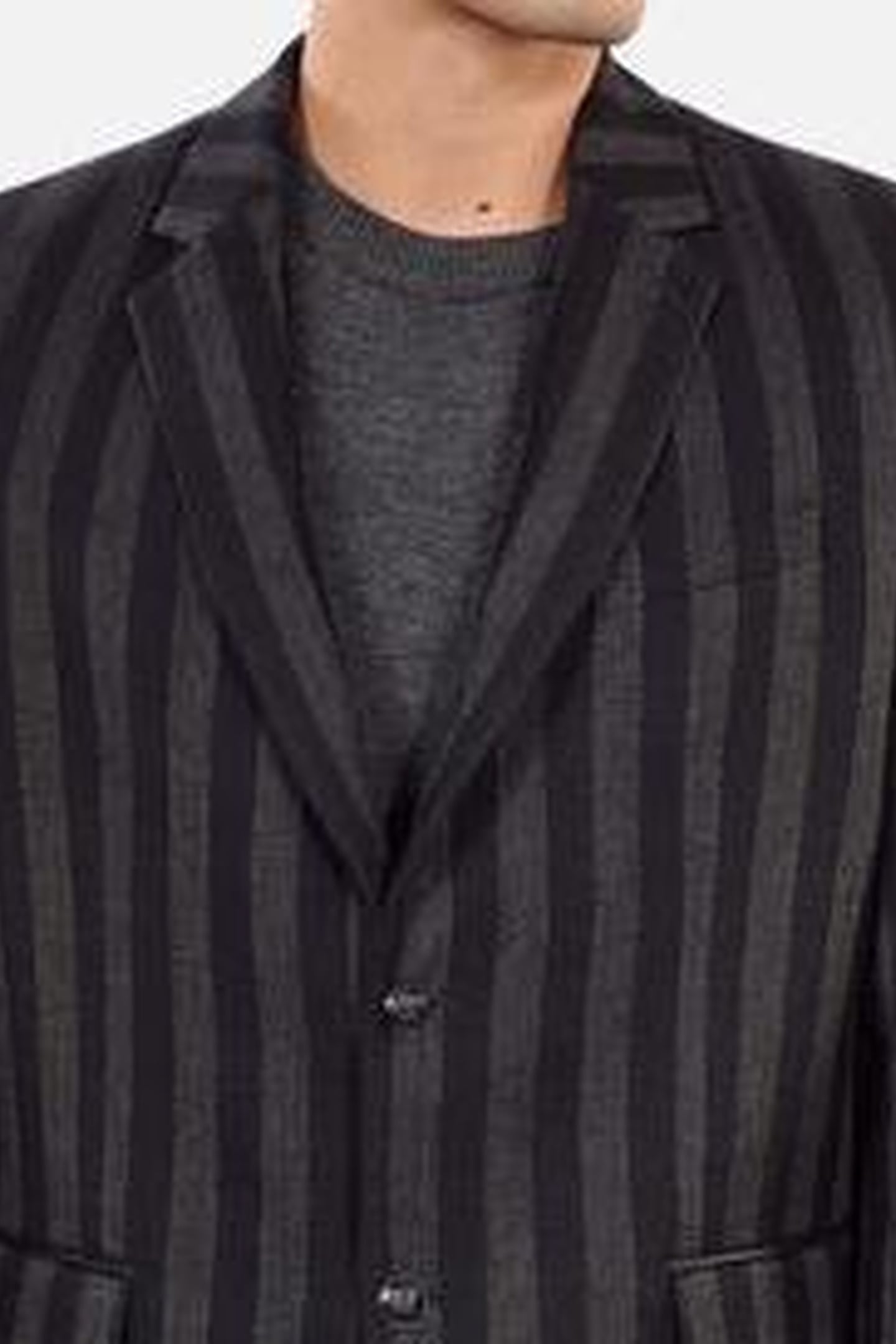 STRAIGHT-CUT JACKET WITH 3 BUTTONS & 3 POCKETS BLACK GREY 12