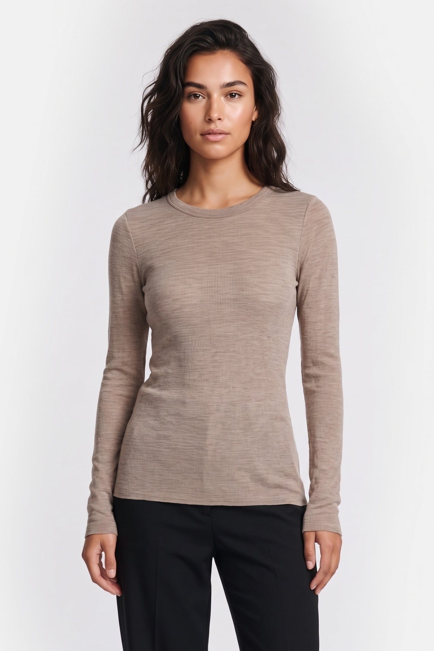 ODDRUN WOOL RIB LS BEIGE 1