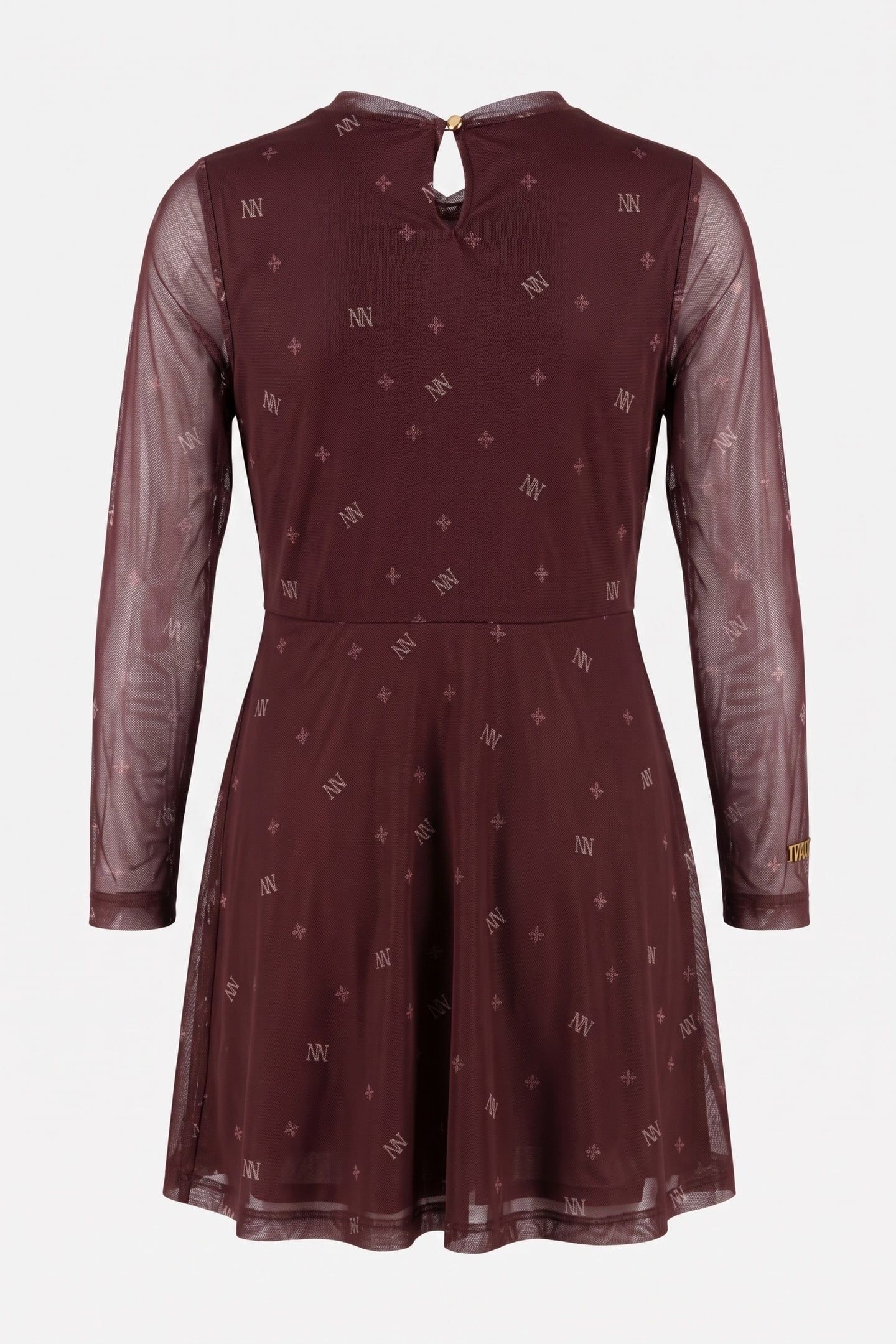 SPHAY MESH DRESS FLOWERFIELD BROWN 3