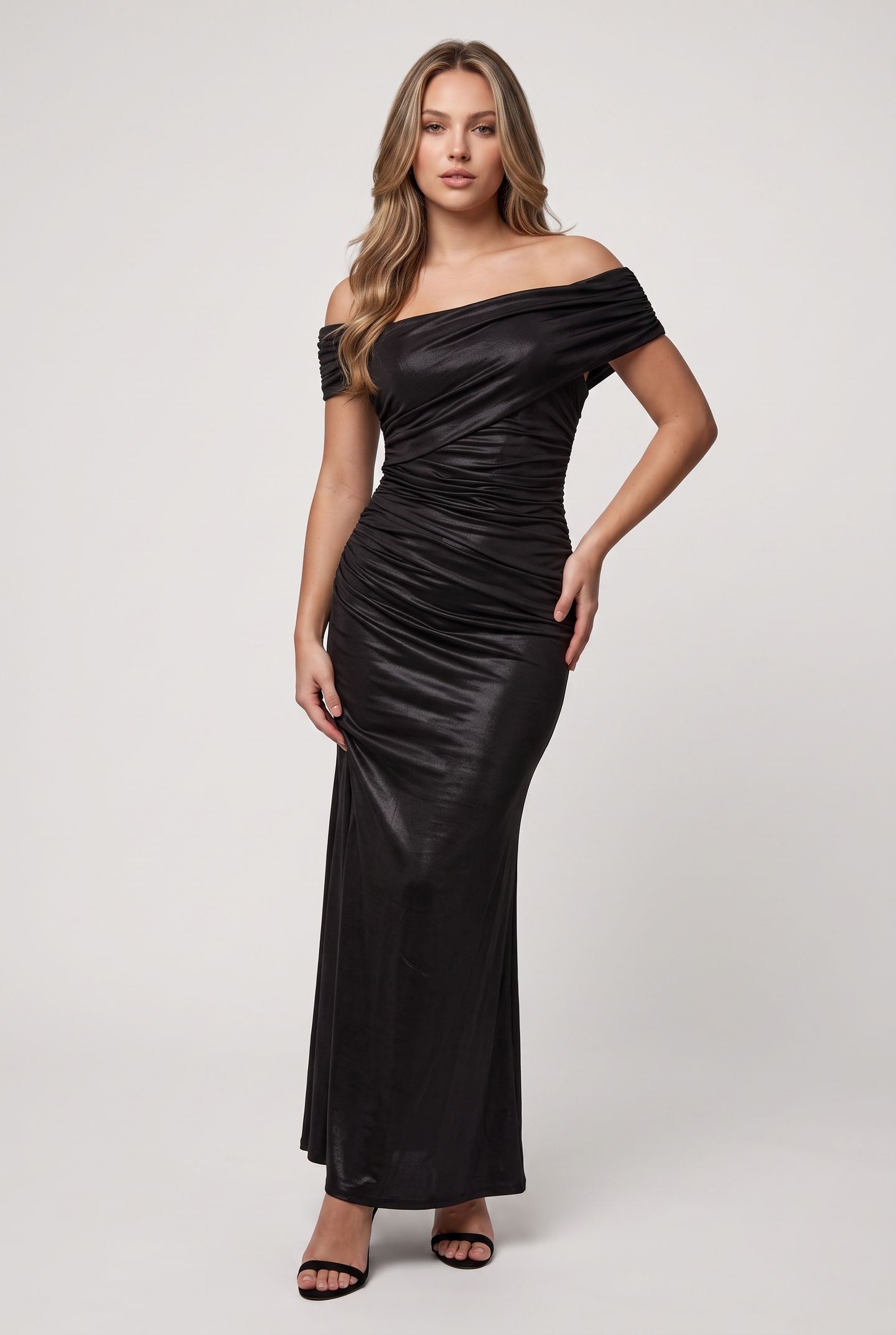 PETRA OFFSHOULDER DR SHINY BLACK 1