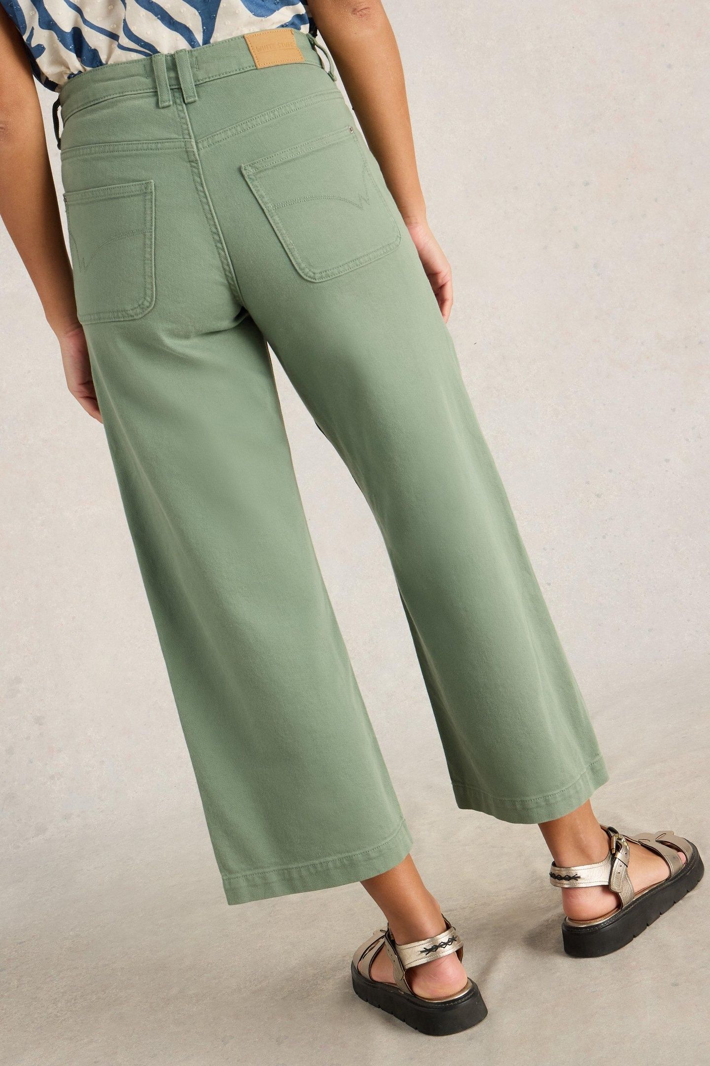 TIA WIDE LEG CROP JEAN MID GREEN 2