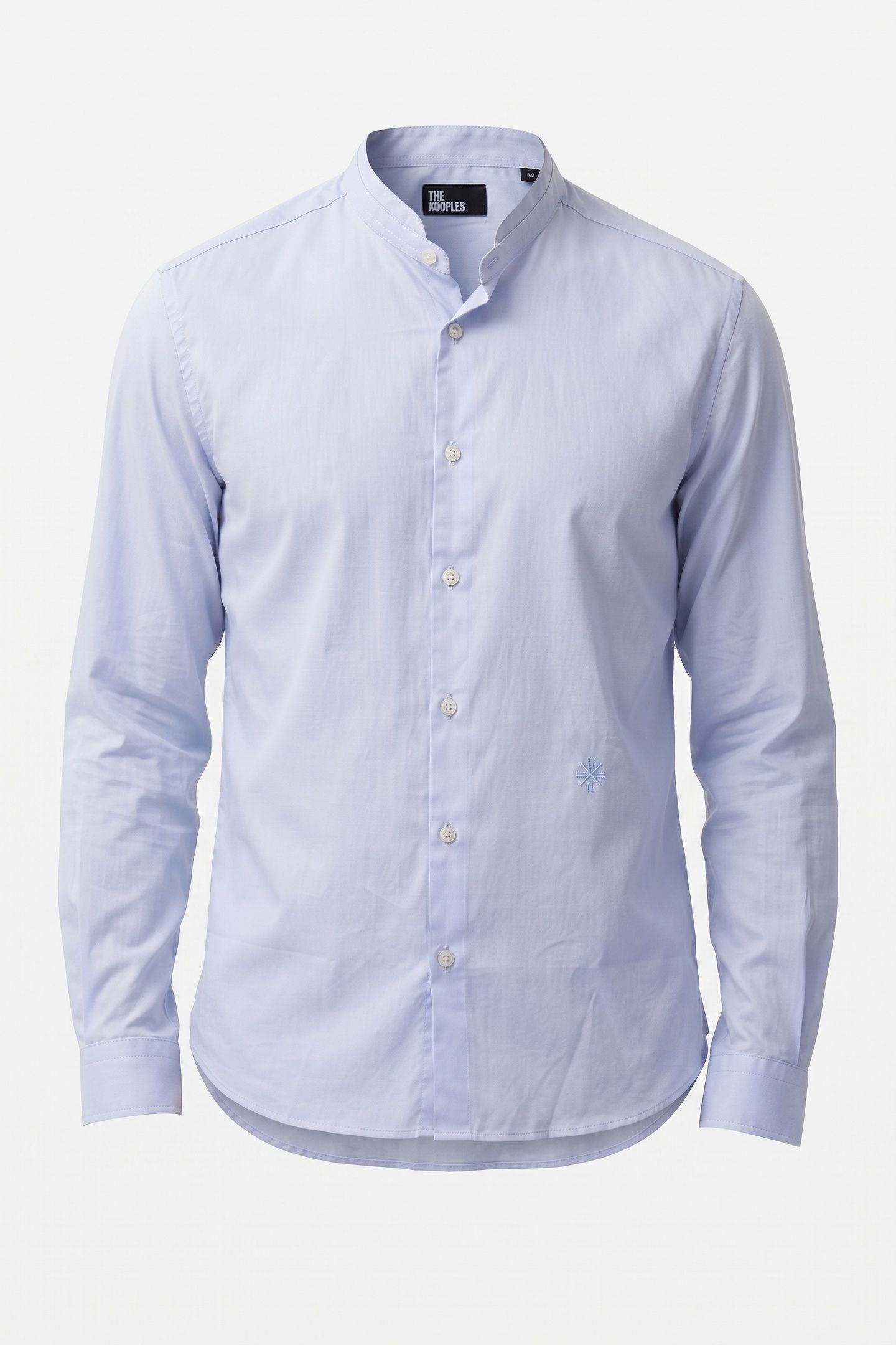 PLAIN COTTON TWILL SHIRT WITH A MANDARIN COLLAR LIGHT BLUE 3