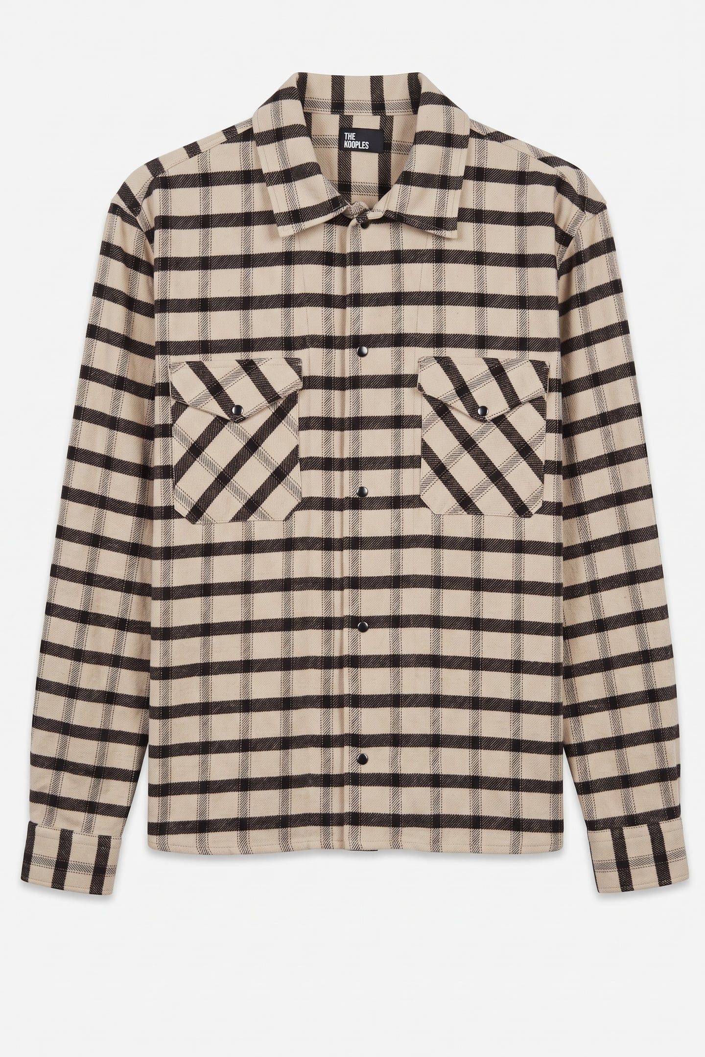 LONG-SLEEVED CHECKED SHIRT BLACK BEIGE 3