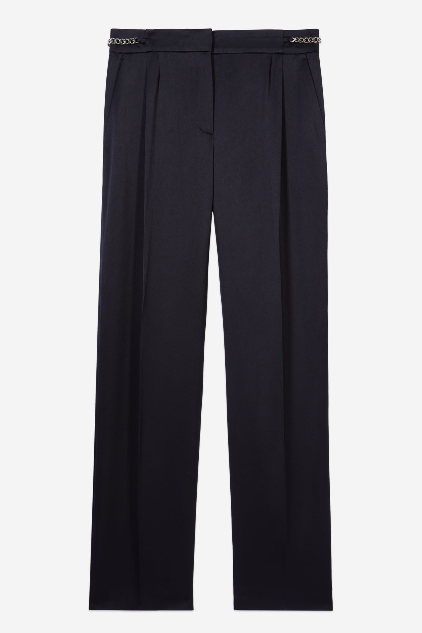 FLUID PLEATED TROUSERS WITH CHAIN NAVY 4