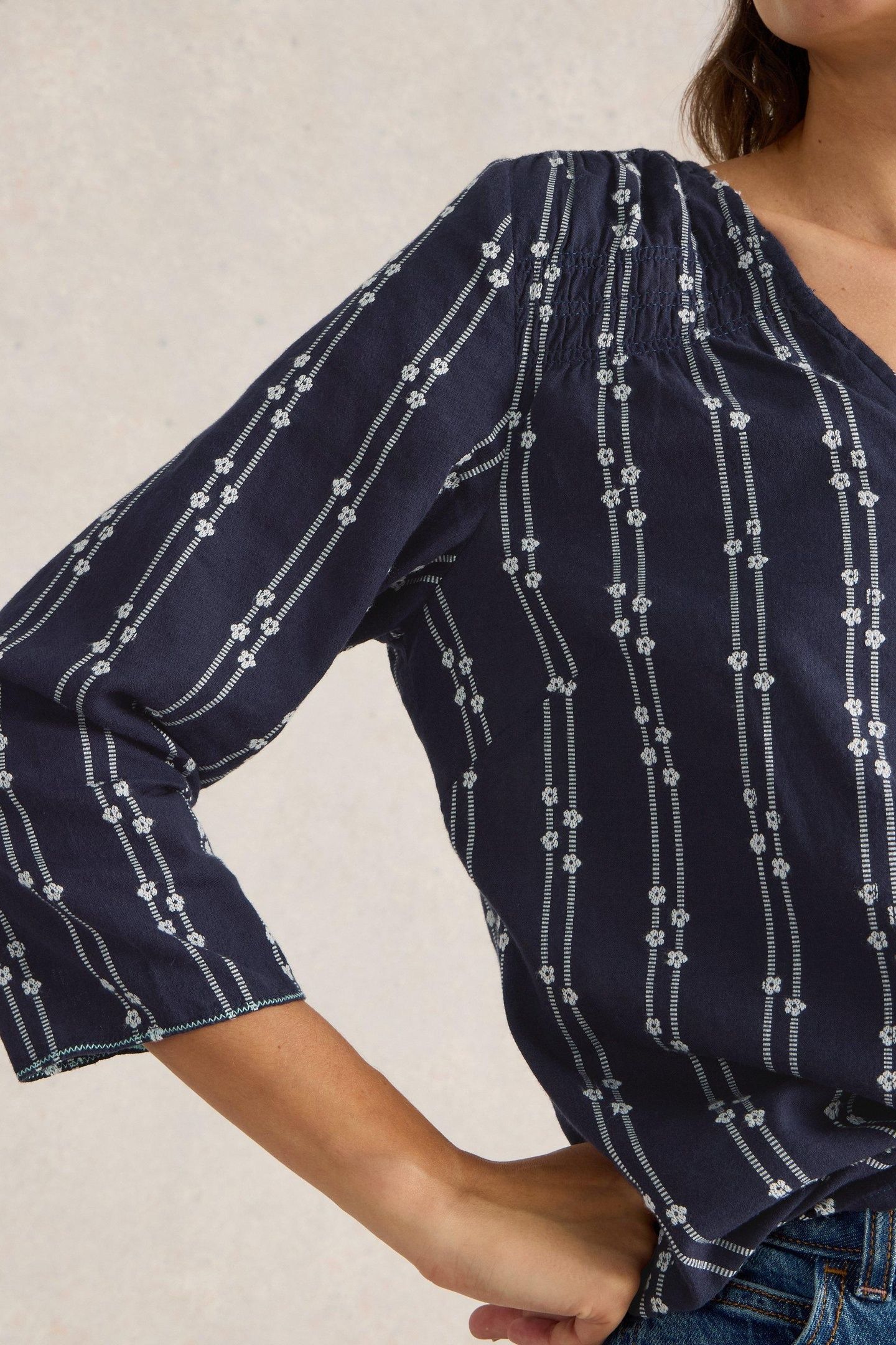 RAE ORGANIC COTTON TOP NAVY MULTI 5