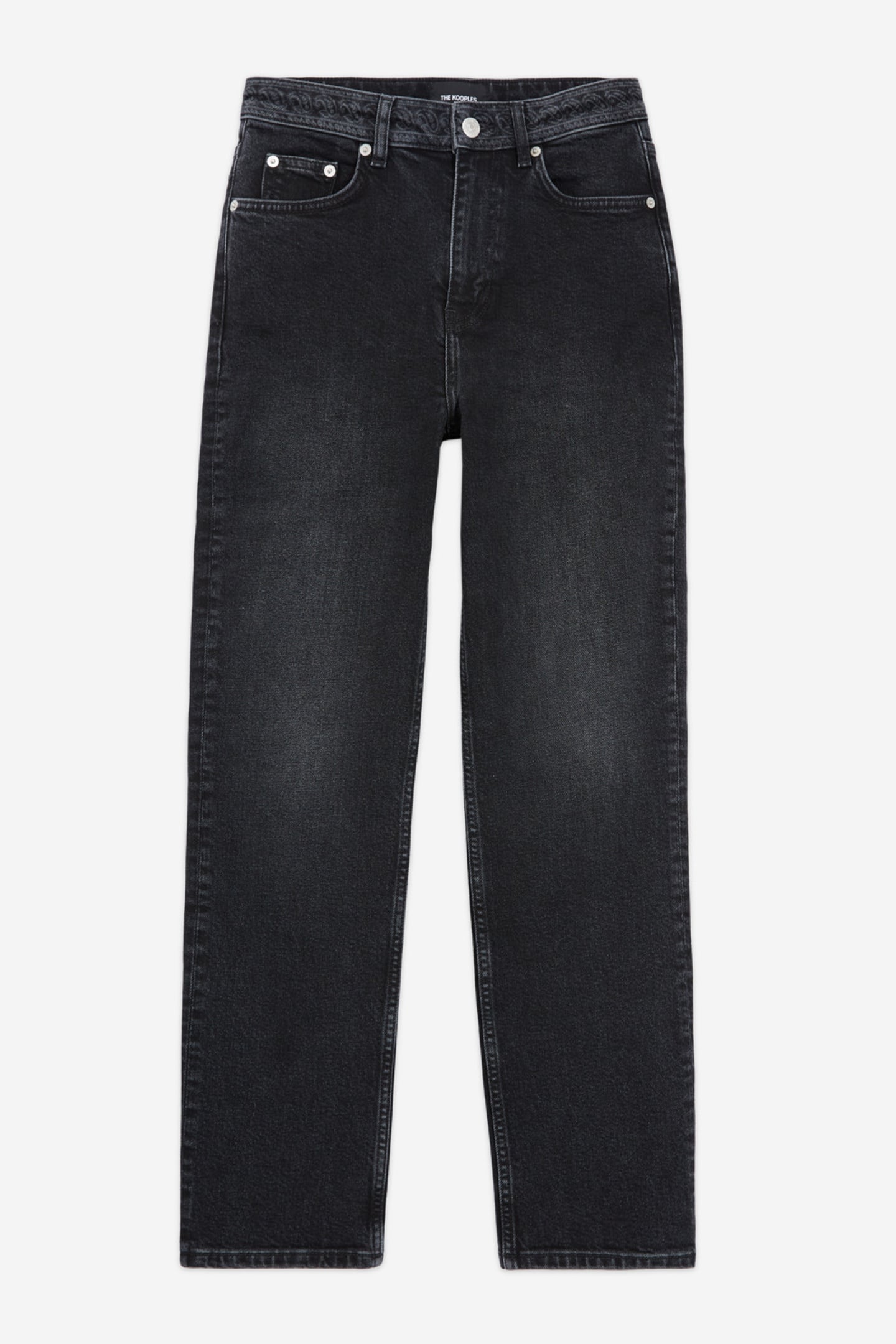 5-POCKET DENIM TROUSERS WITH PAISLEY DETAILS BLACK WASHED 5