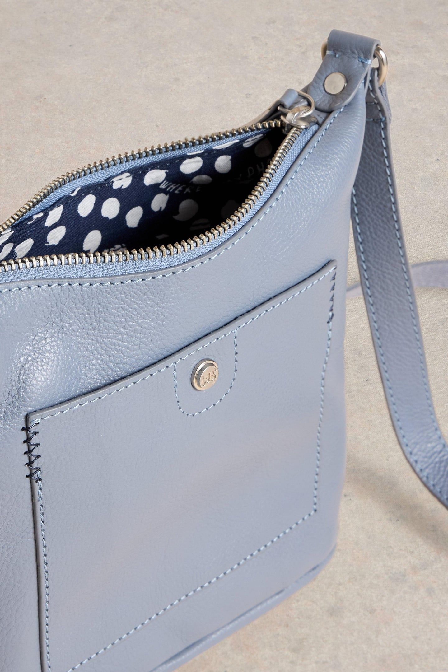 MINI FERN LEATHER CROSSBODY DUSTY BLUE 5