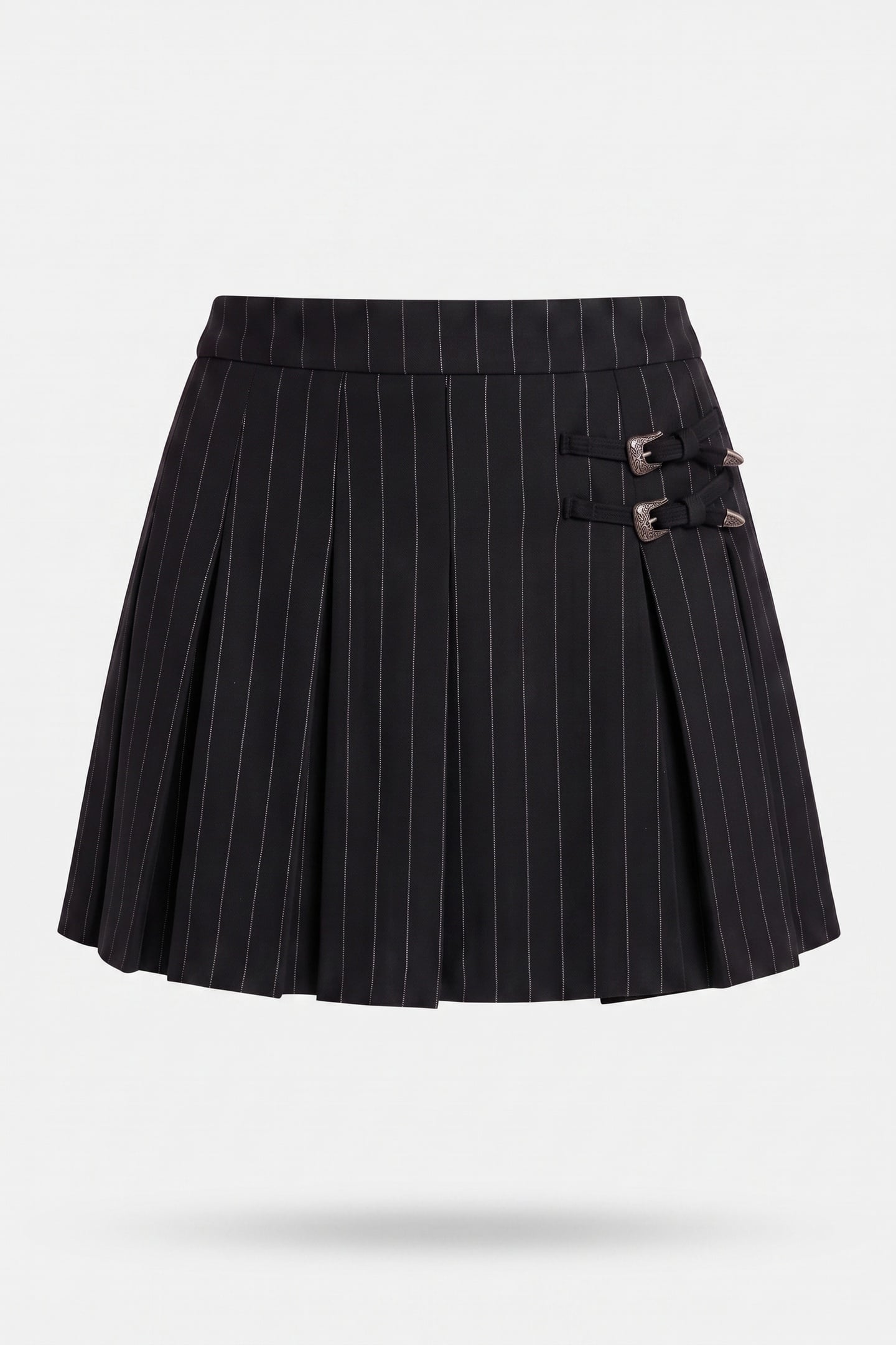 WESTERN PLEATED SKIRT WITH BOLTS BLACK 3