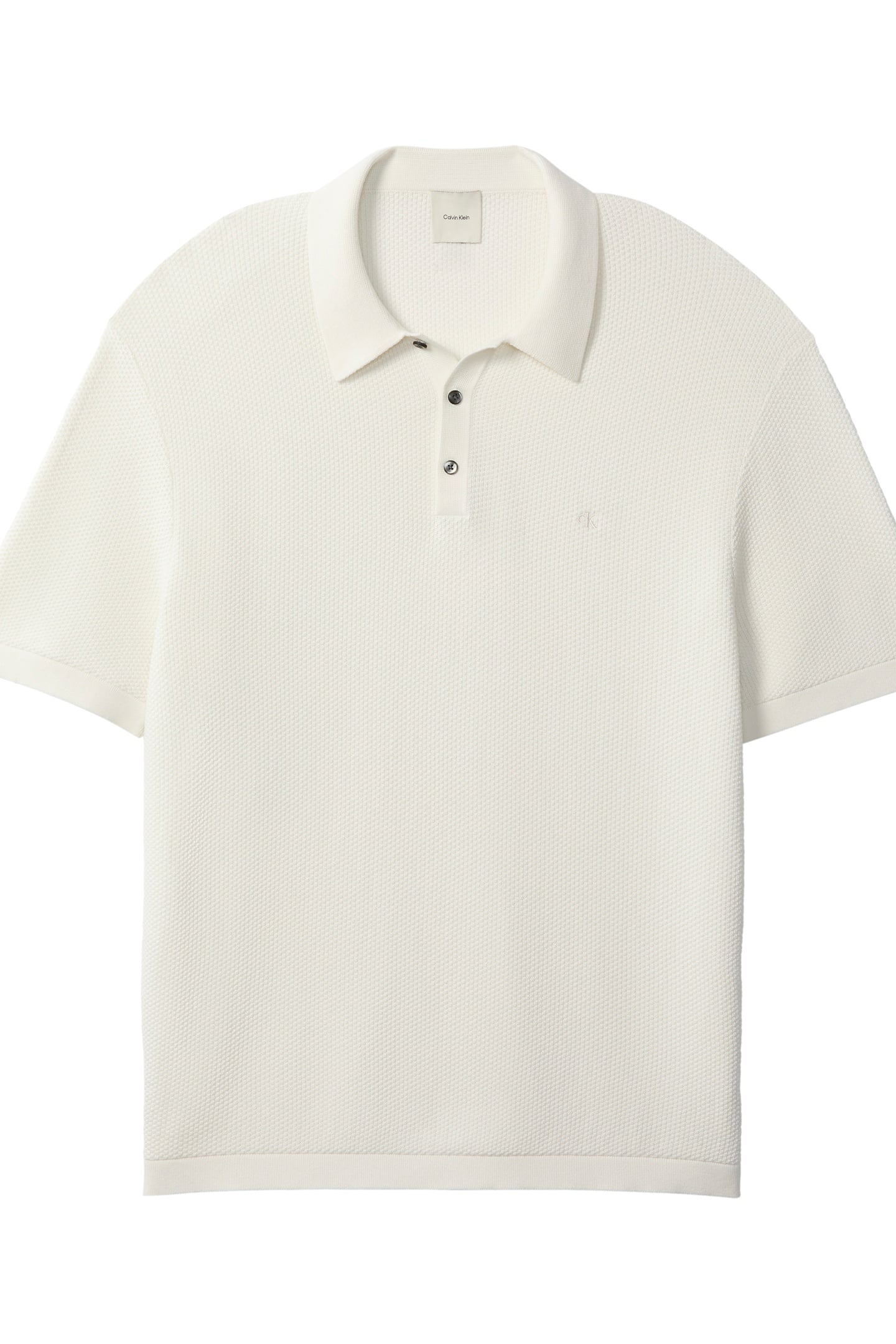 SS TEXTURED COTTON POLO SWEATER TOFU 4