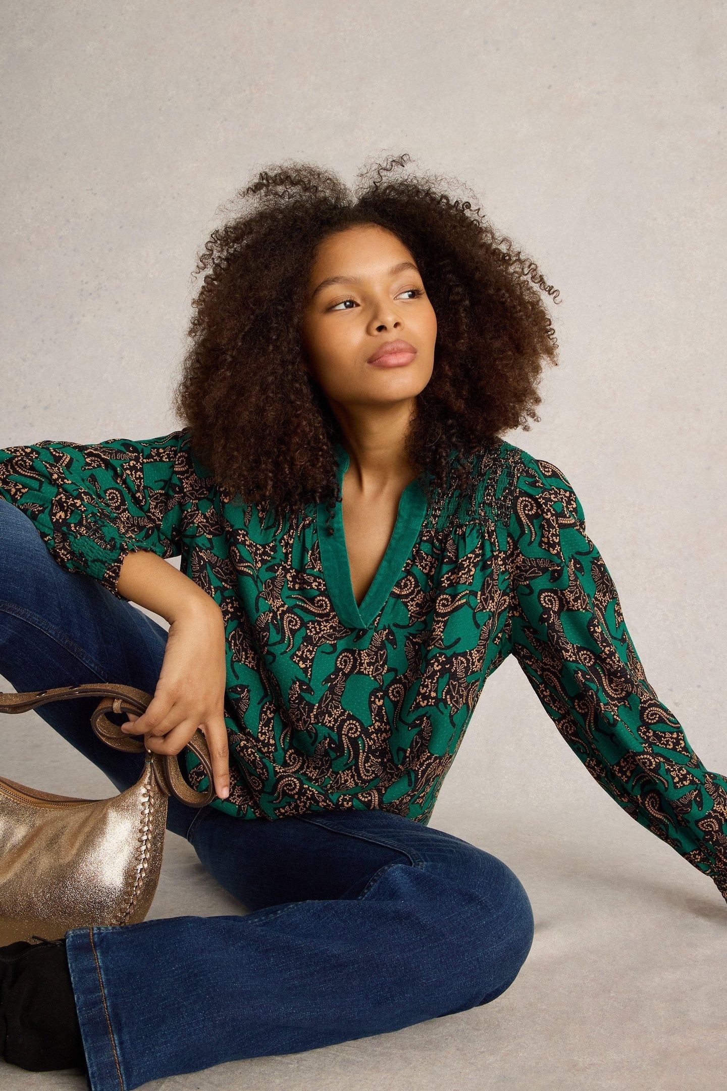 BAY PRINT LONGLINE TOP TEAL PRINT 7
