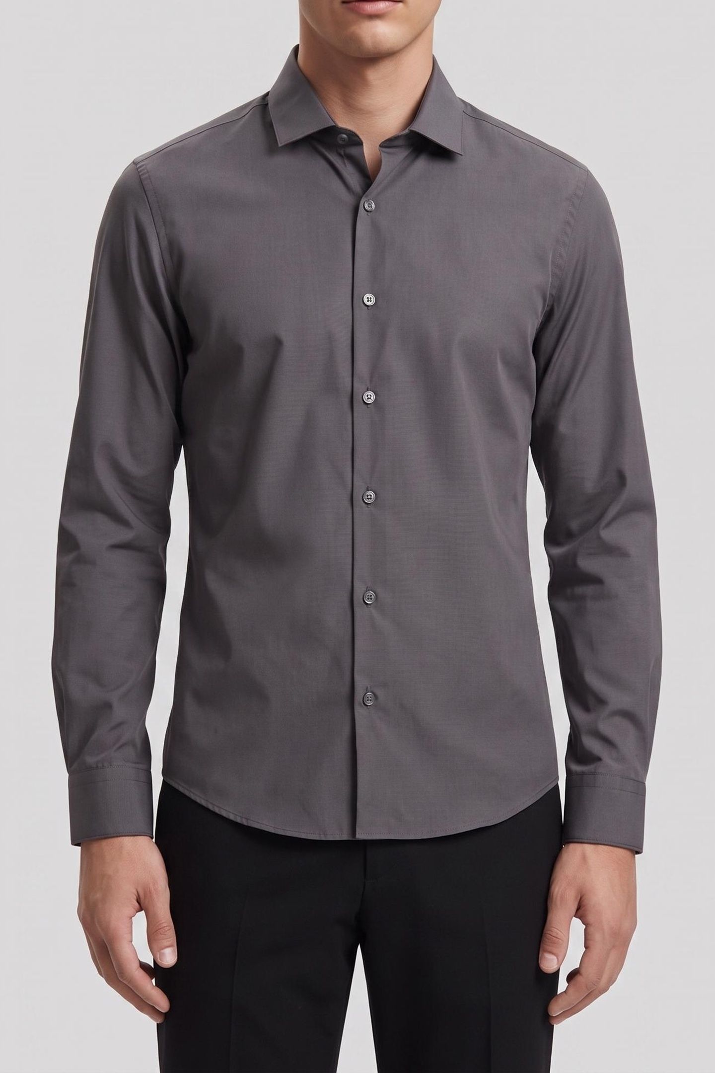 SLIM ESSENTIAL POPLIN SHIRT STEEL GREY 1