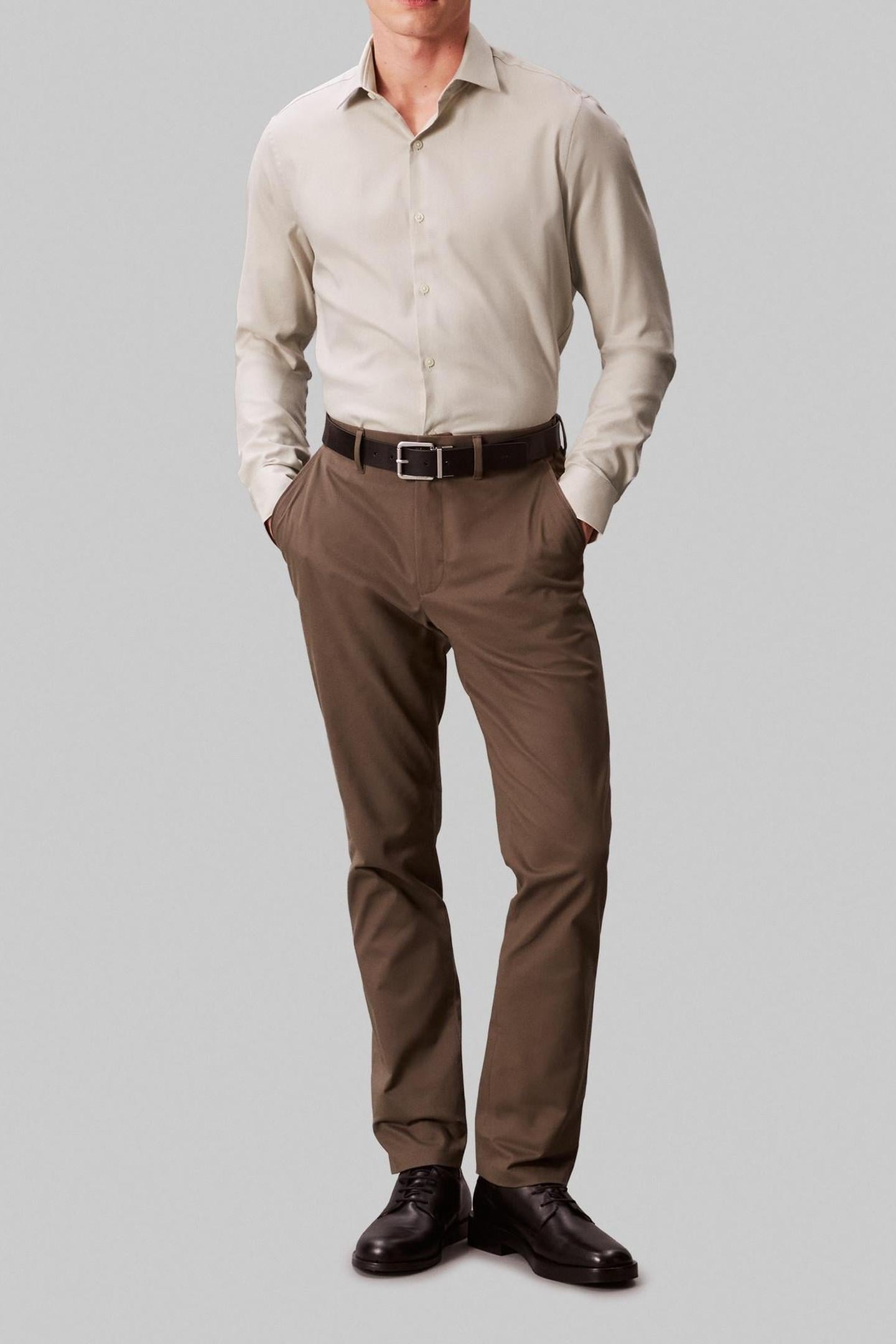 SLIM ESSENTIAL POPLIN SHIRT TAUPE 3