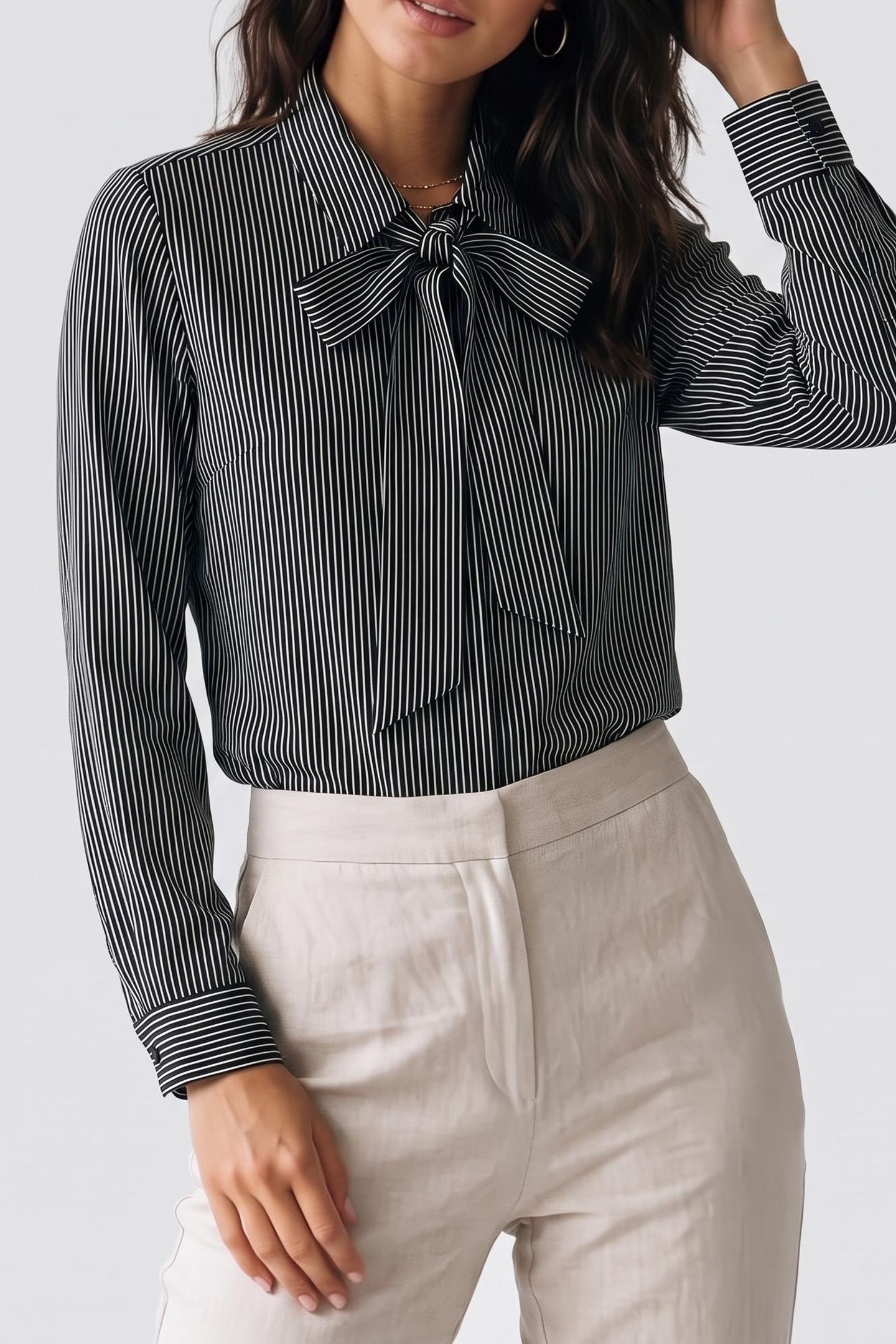 LONG-SLEEVED SHIRT WITH A VALANCED CARDIGAN BLACK WHITE 1