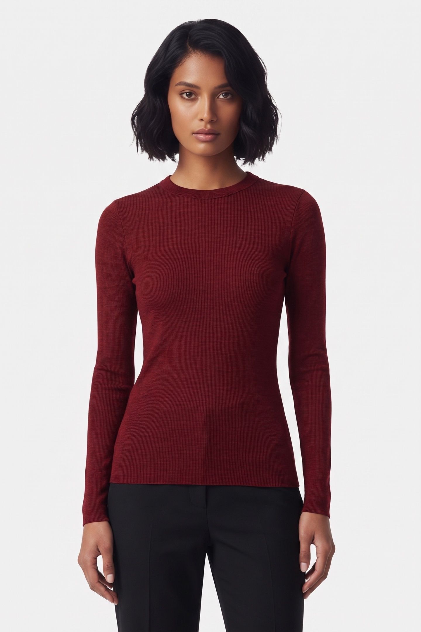 ODDRUN WOOL RIB LS RED 1