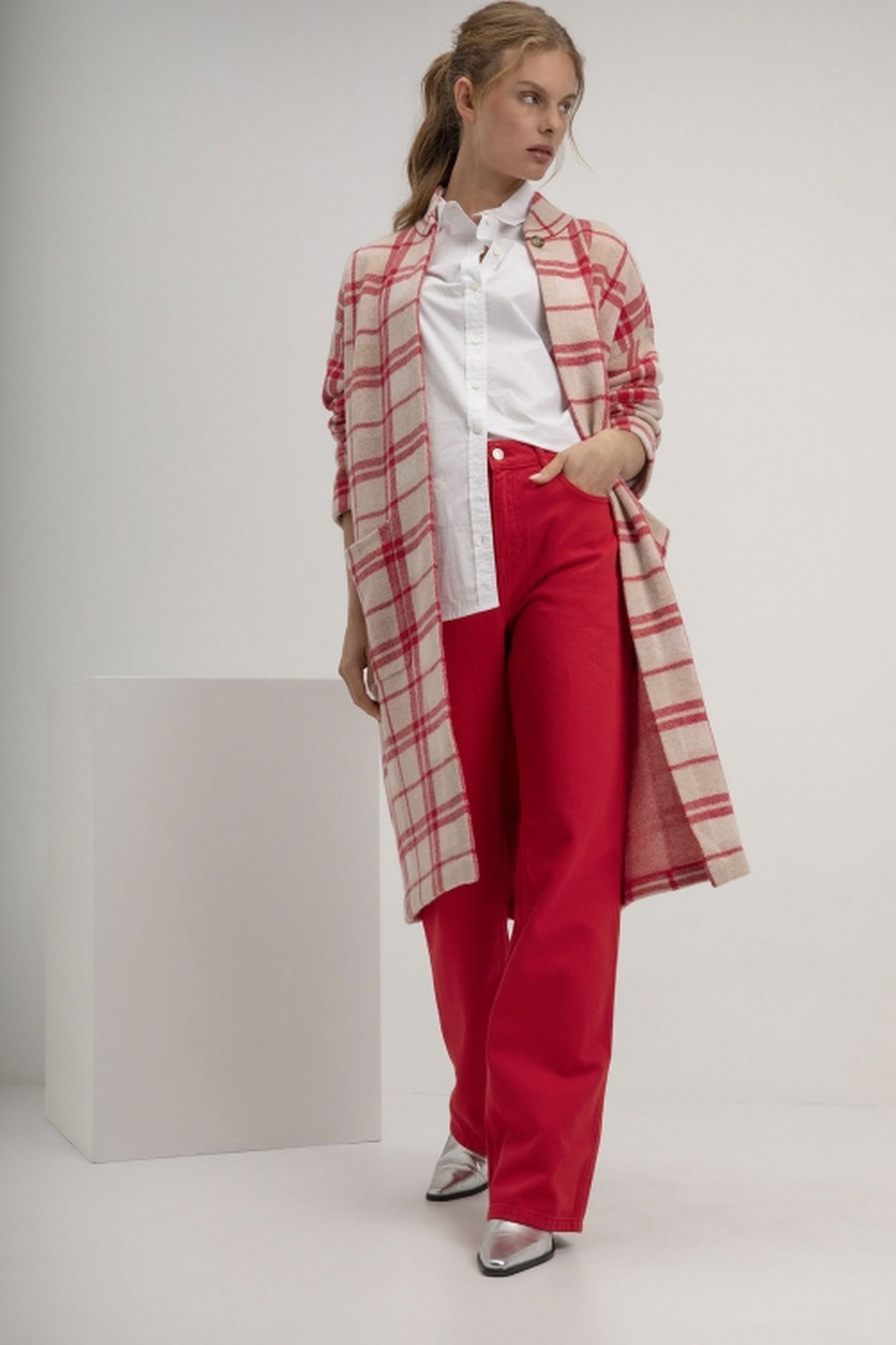 SJOERD CARDIGAN RED CHECK 2