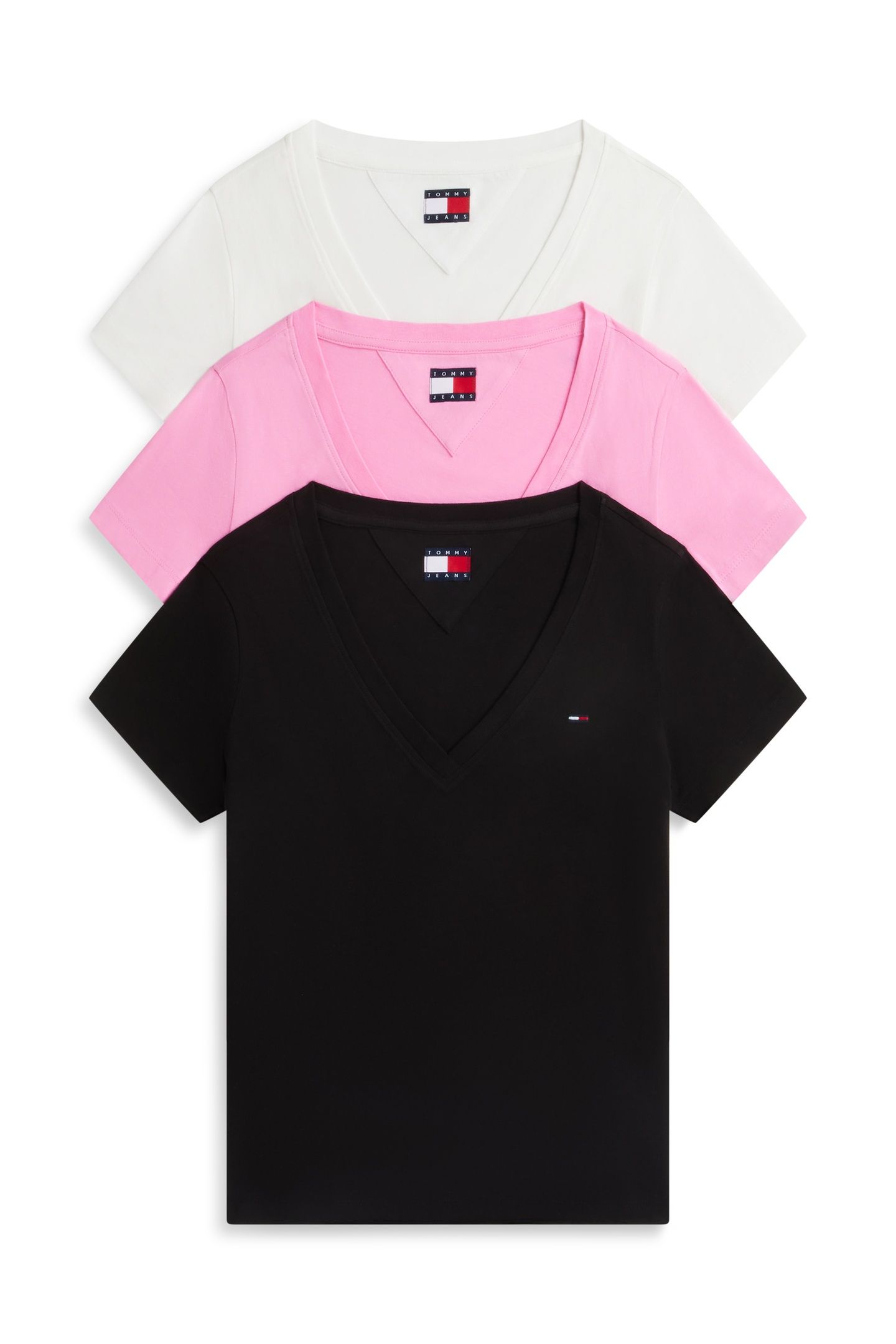 3-PACK V-NECK TEE BLACK/ECRU/PINK DAISY 1