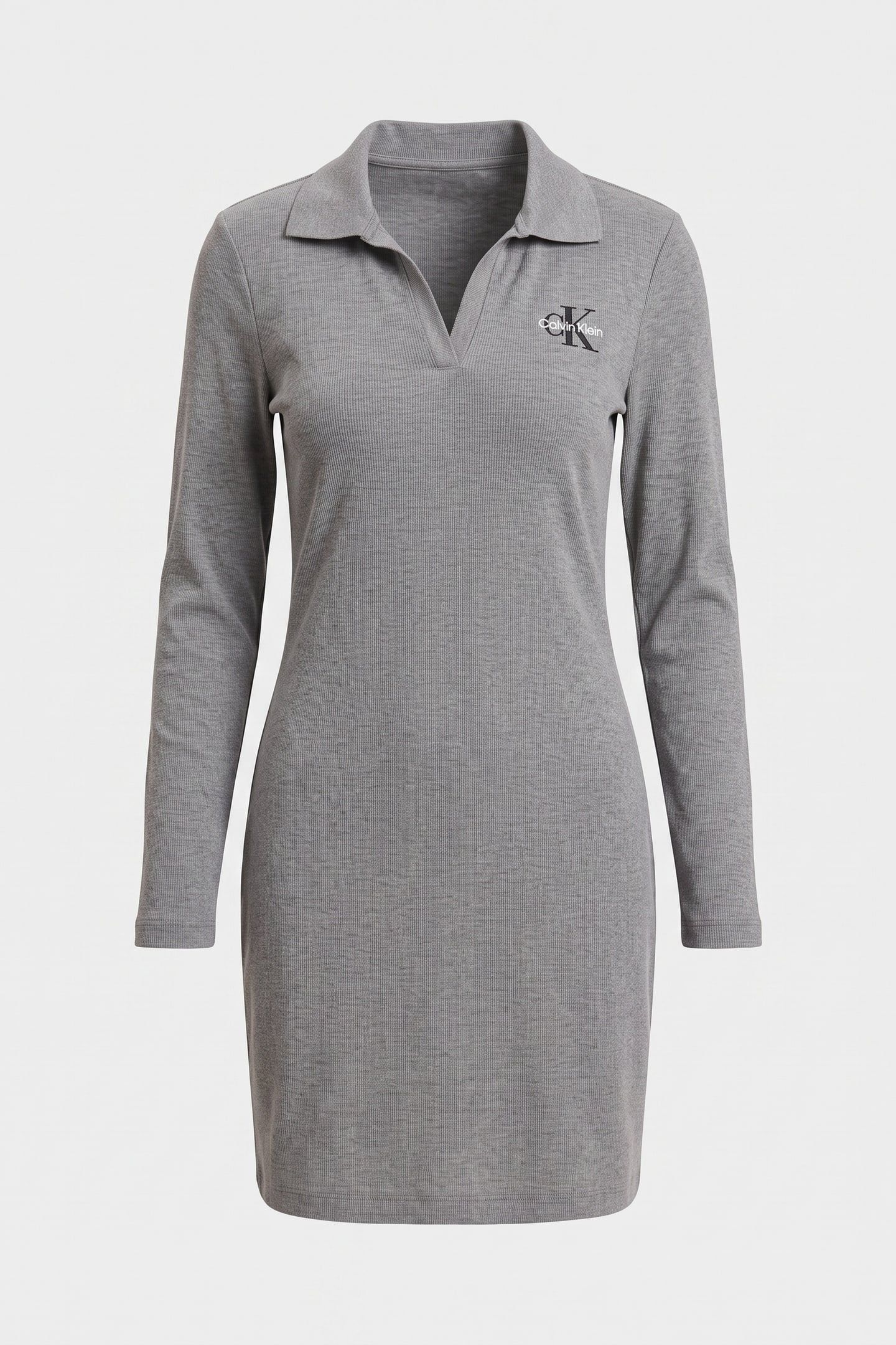 LS MONOLOGO RIB POLO DRESS MEDIUM GREY HEATHER 3
