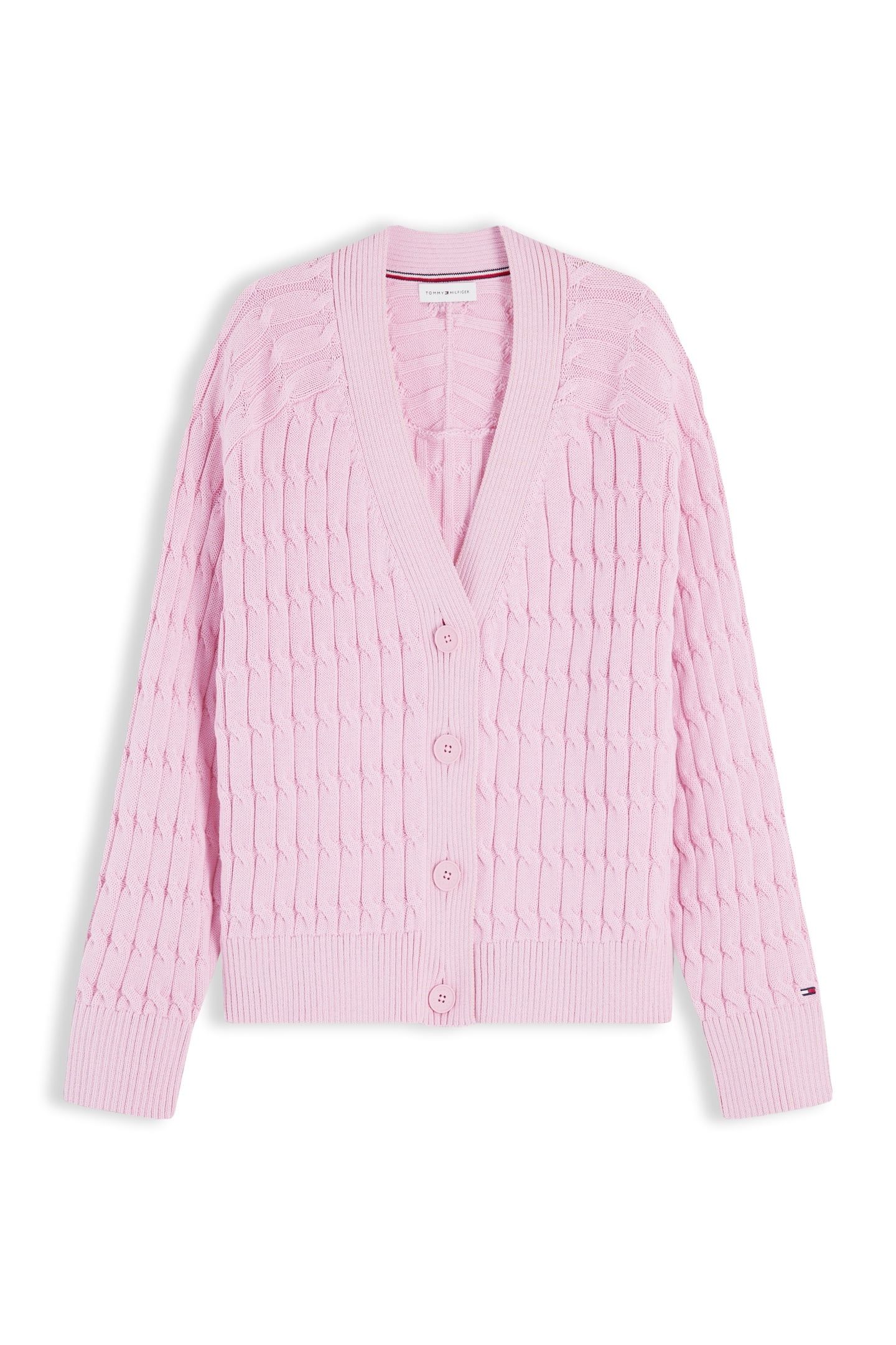 MID CABLE V-NECK LS CLASSIC PINK 4
