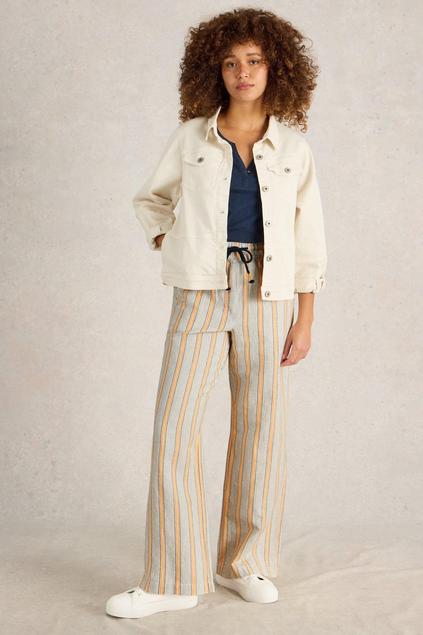 BELLE LINEN BLEND TROUSER WHITE MULTI 2