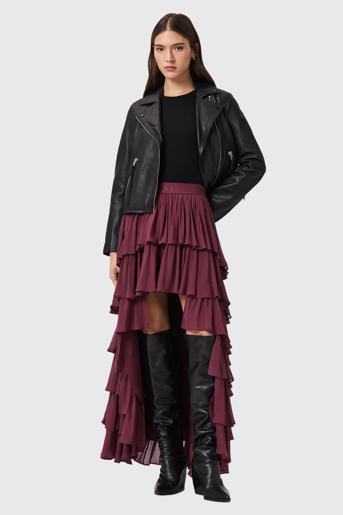 CAVARLY MAXI SKIRT TAWNY PORT RED 2