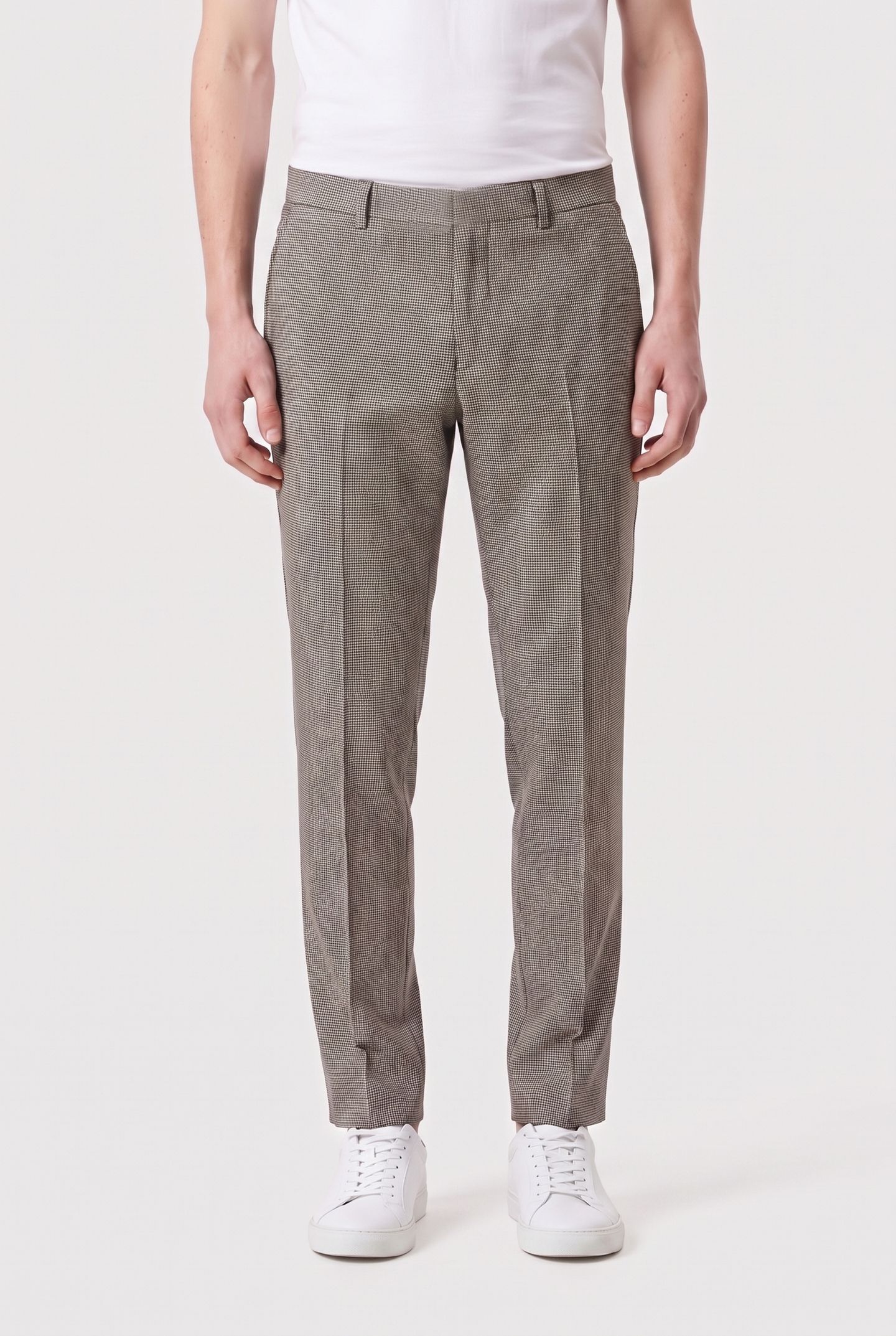 HOUNDSTOOTH SLIM SUIT PANTS BRILLIANT WHITE 1