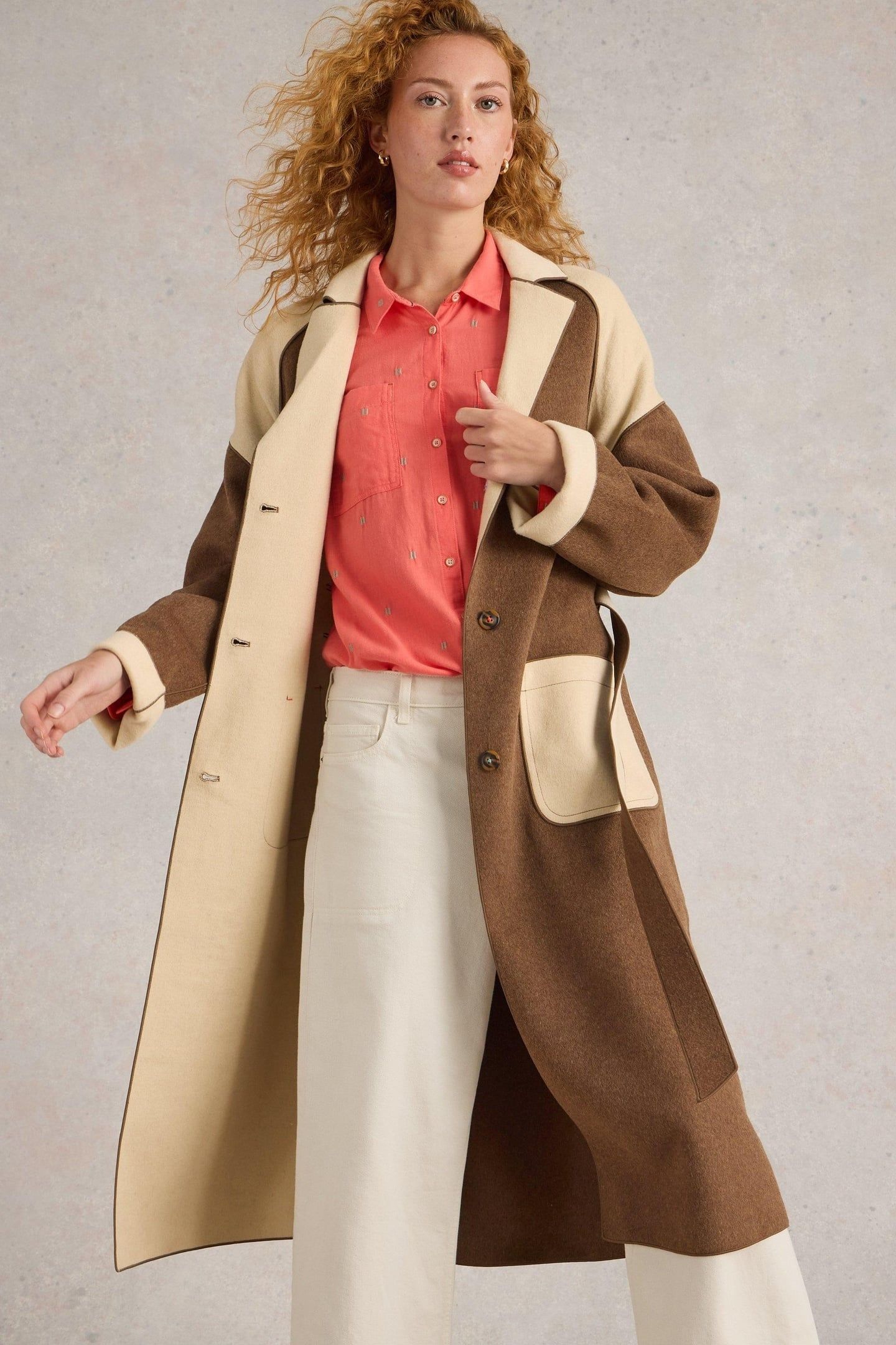 SABINE WOOL BLEND COAT NATURAL MULTI 2