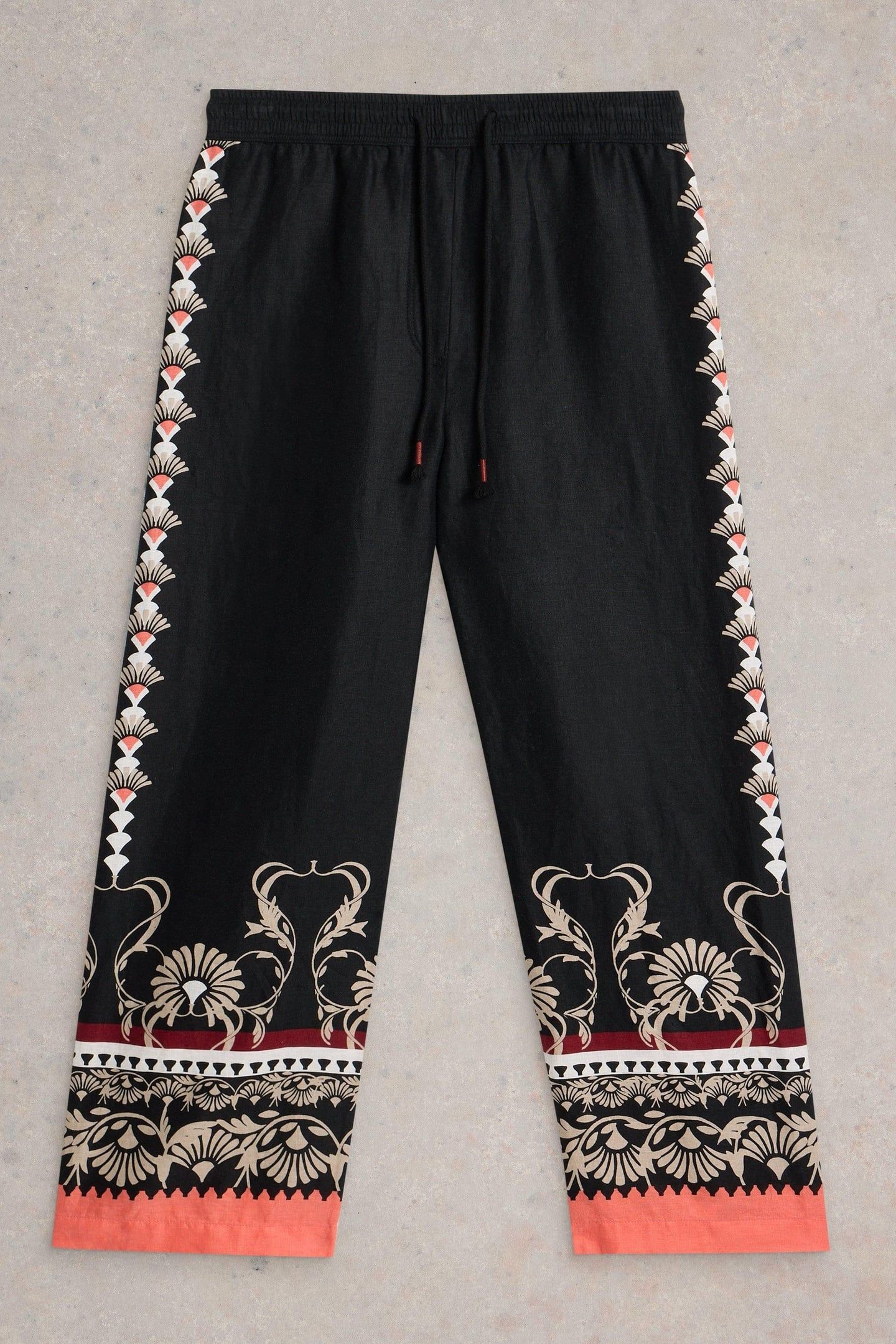 BELLE LINEN WIDE LEG TROUSER BLACK PRINT 4