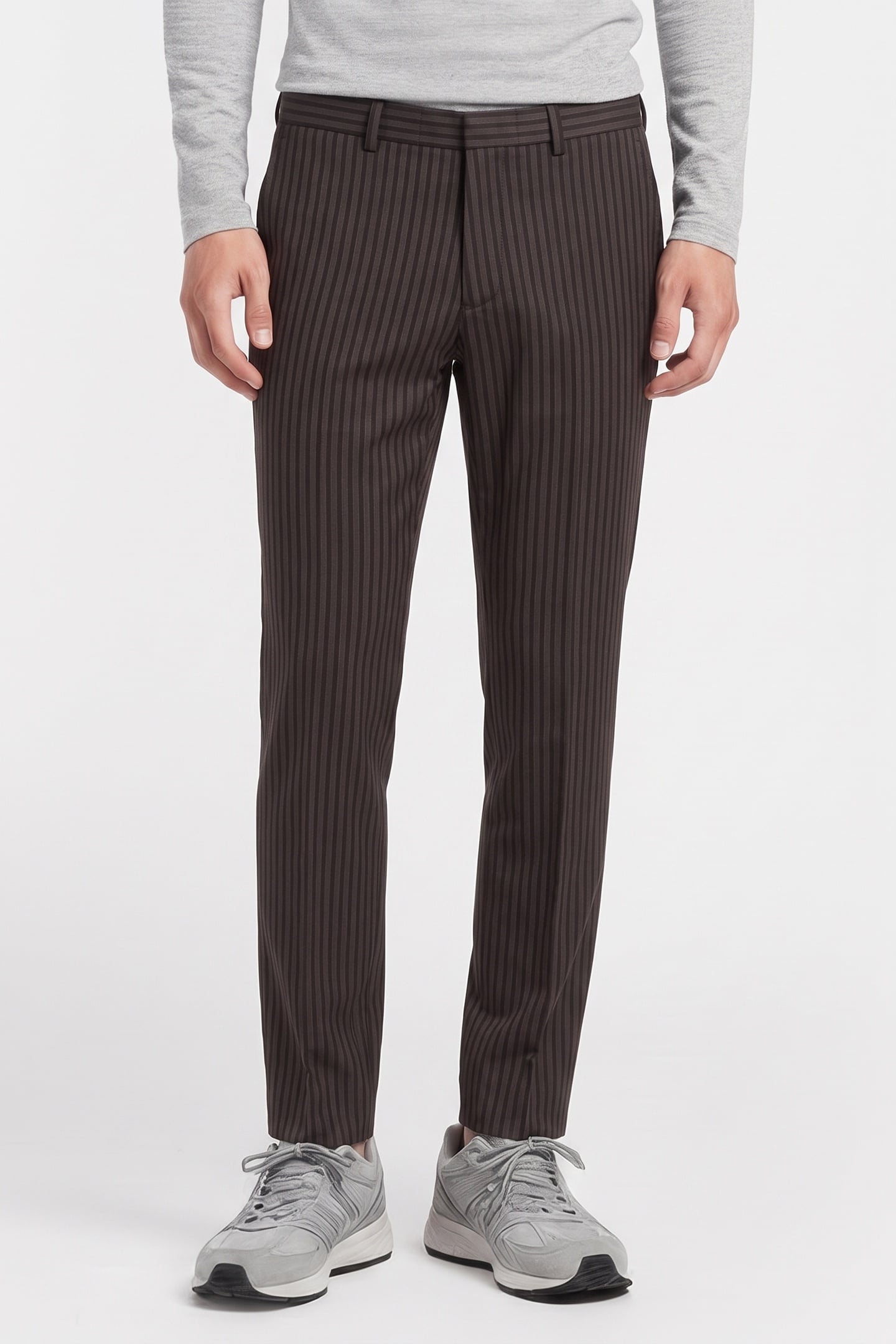 SUIT TROUSERS WITH PIPPING BLACK GREY 1