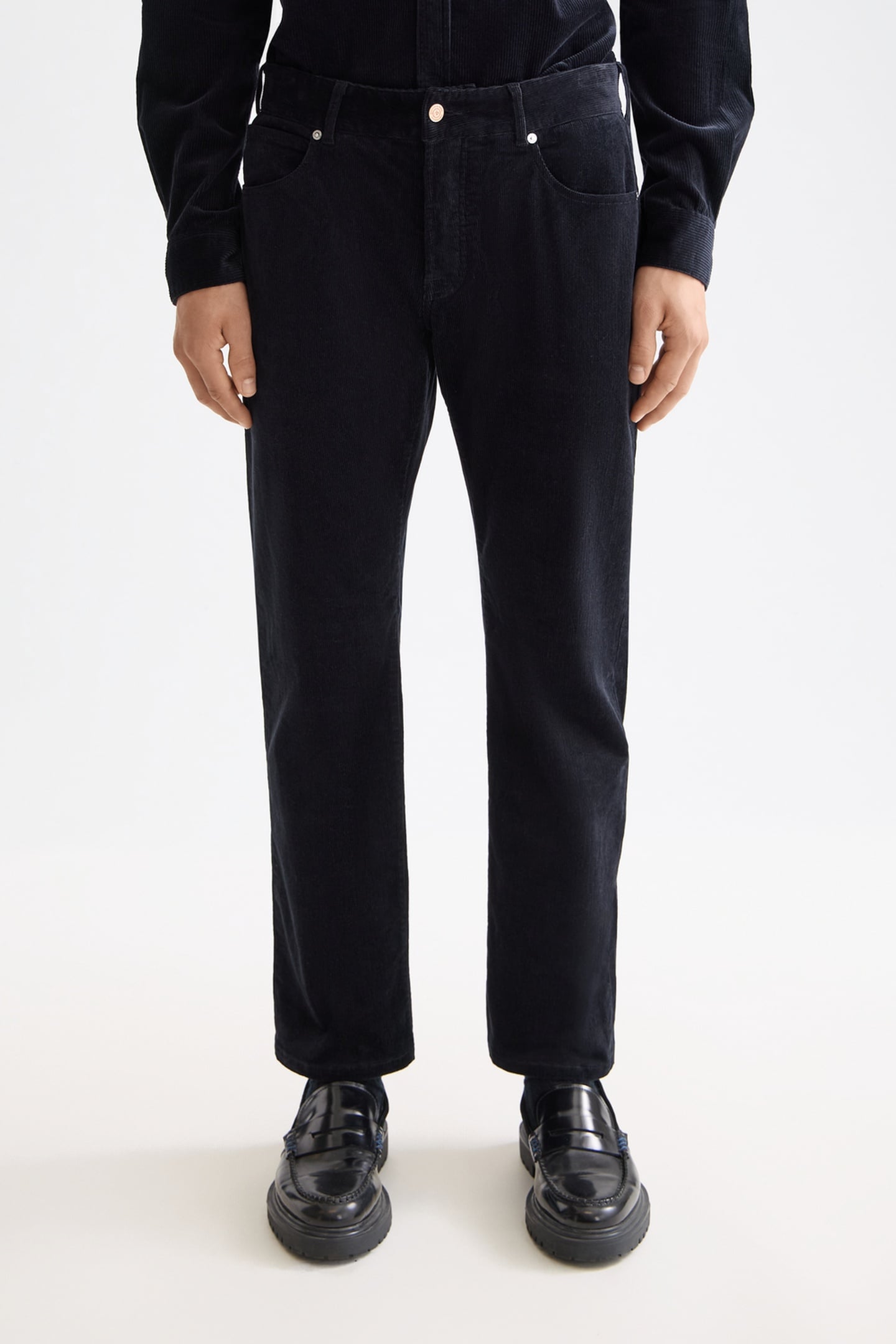 THE ZEE STRAIGHT JEANS IN COLOURED CORDUROY ANTRACITE 1