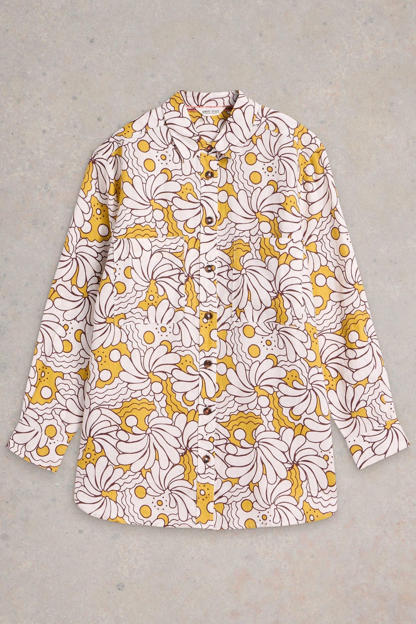 LYDIA LINEN SHIRT YELLOW PRINT 5