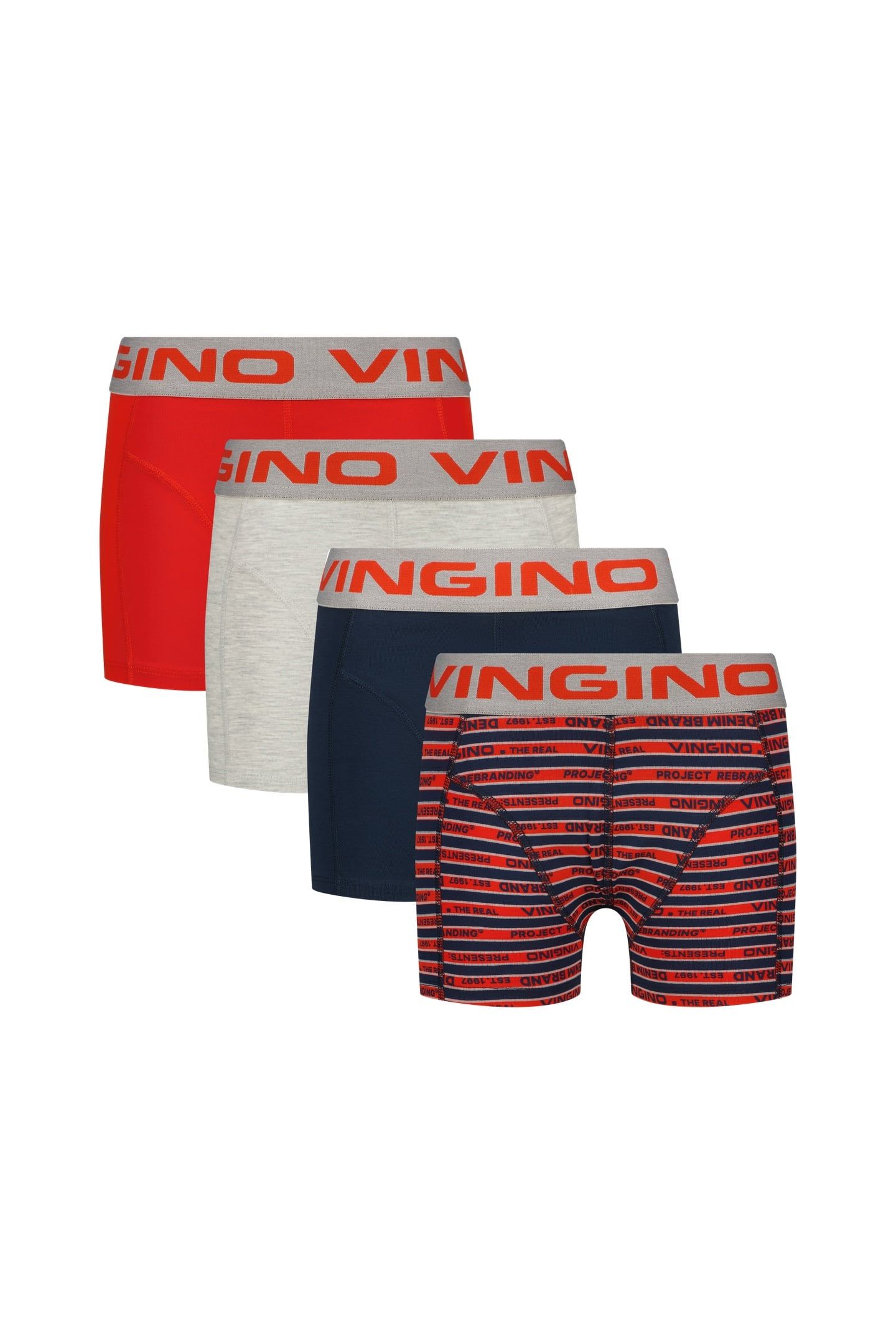BOYS BWO26-STRIPE 4-PACK BOXER GREY MELEE 10