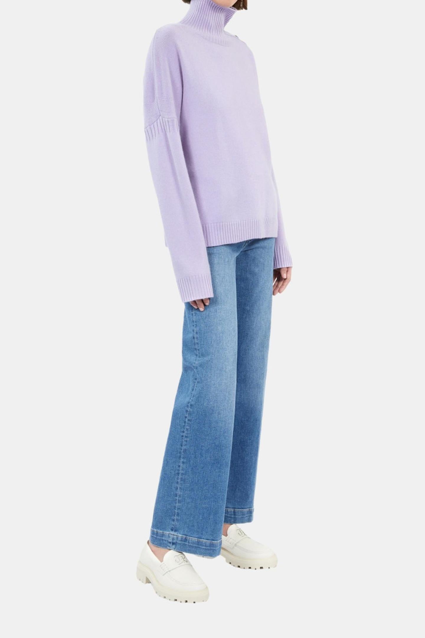 PULLOVER WITH FILM NECK AND BUTTON-FACE PATTERN LIGHT PURPLE 3