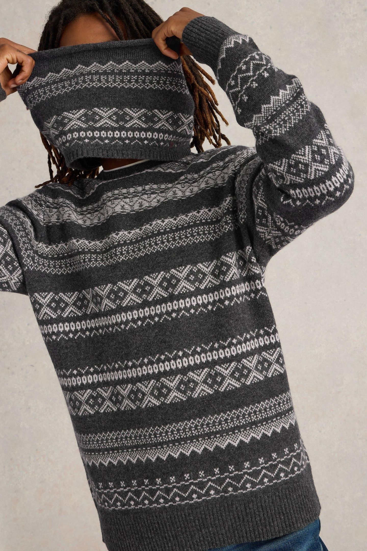 MONOCHROME FAIRISLE JUMPER GREY MULTI 2